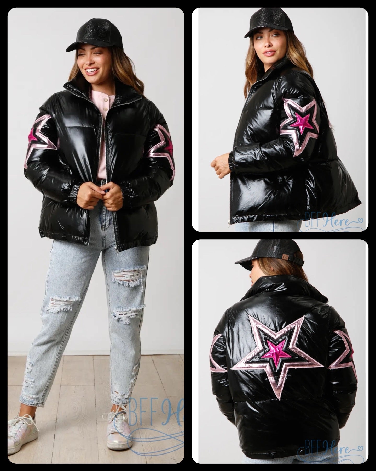 Starry Luster Metallic Puffer Jacket - BFF Here