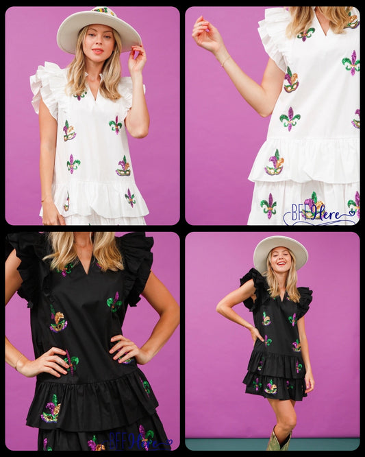 Fleur De Festival: Mardi Gras Fleur De Lis Dress / Choice of Color - BFF Here