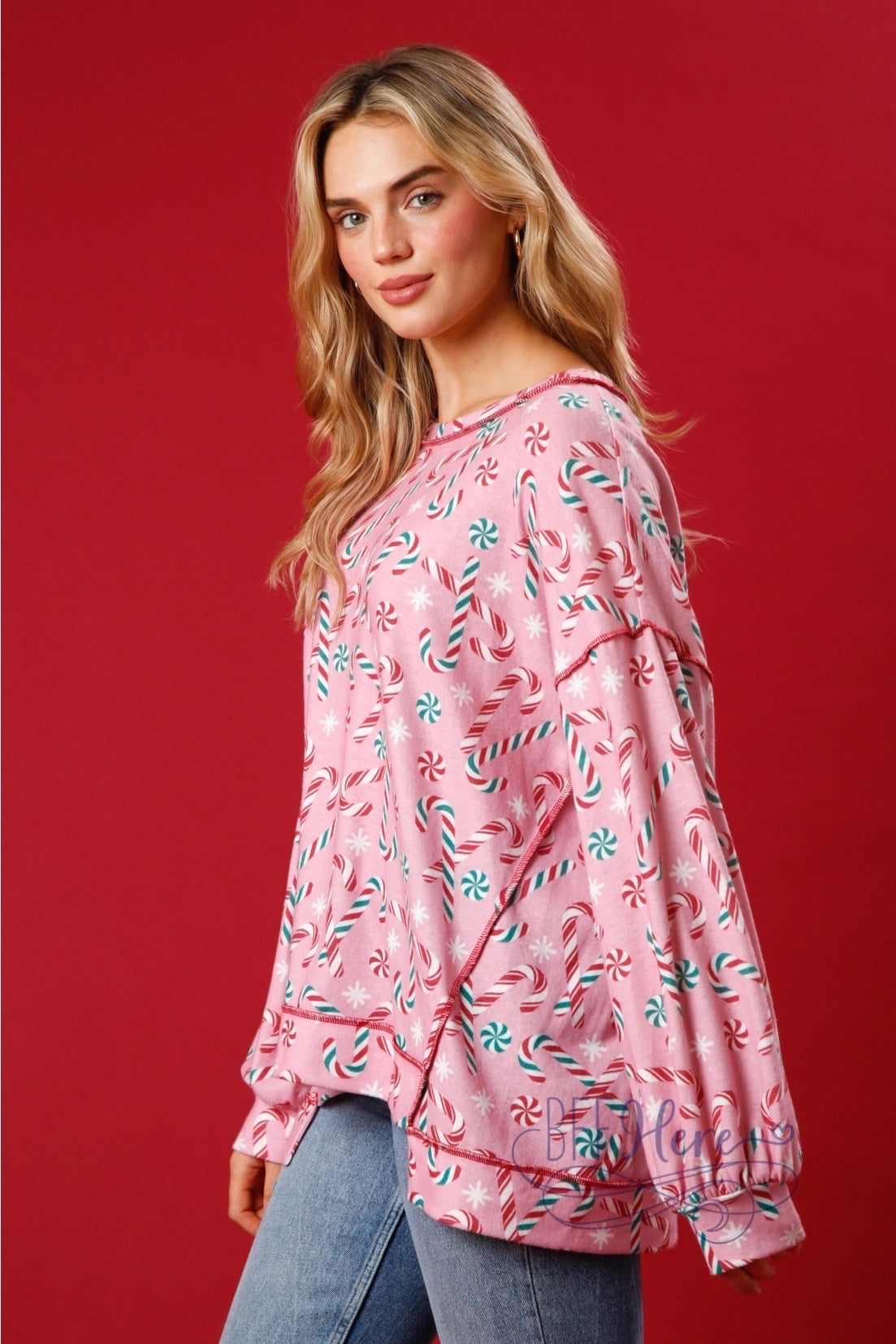 PREORDER: Sweeter Than Sugar: Candy Cane Print Pullover / Choice of Color (Ships Middle of October) - BFF Here