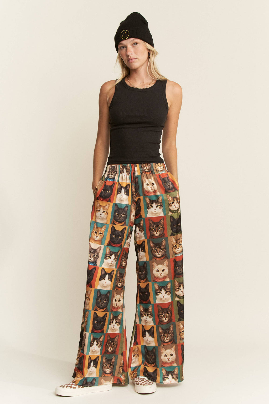 PREORDER: Cat Portrait Wide Leg Satin Pants by Jade by Jane (ETA: End of September) - BFF Here