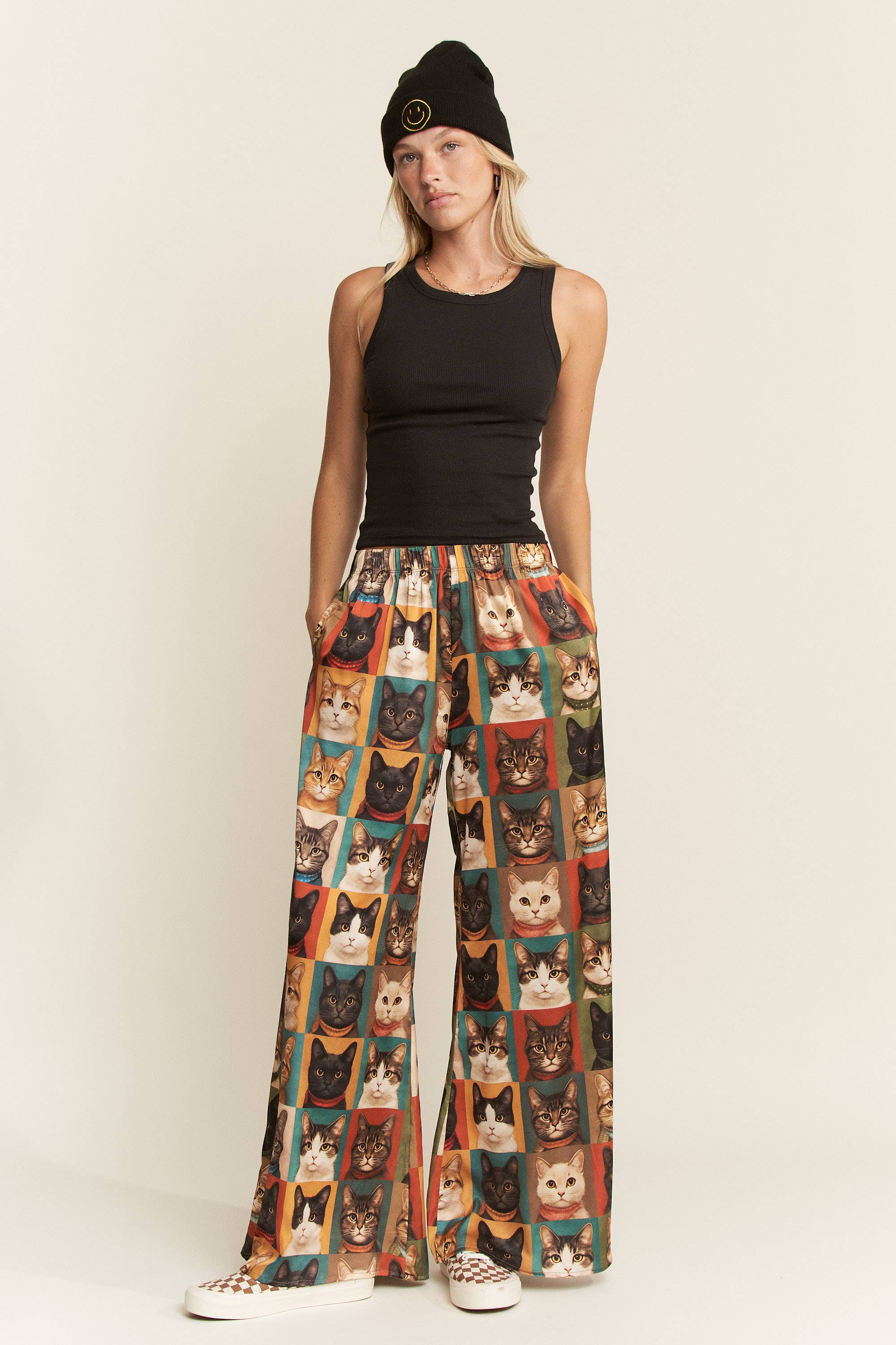 PREORDER: Cat Portrait Wide Leg Satin Pants by Jade by Jane (ETA: End of September) - BFF Here