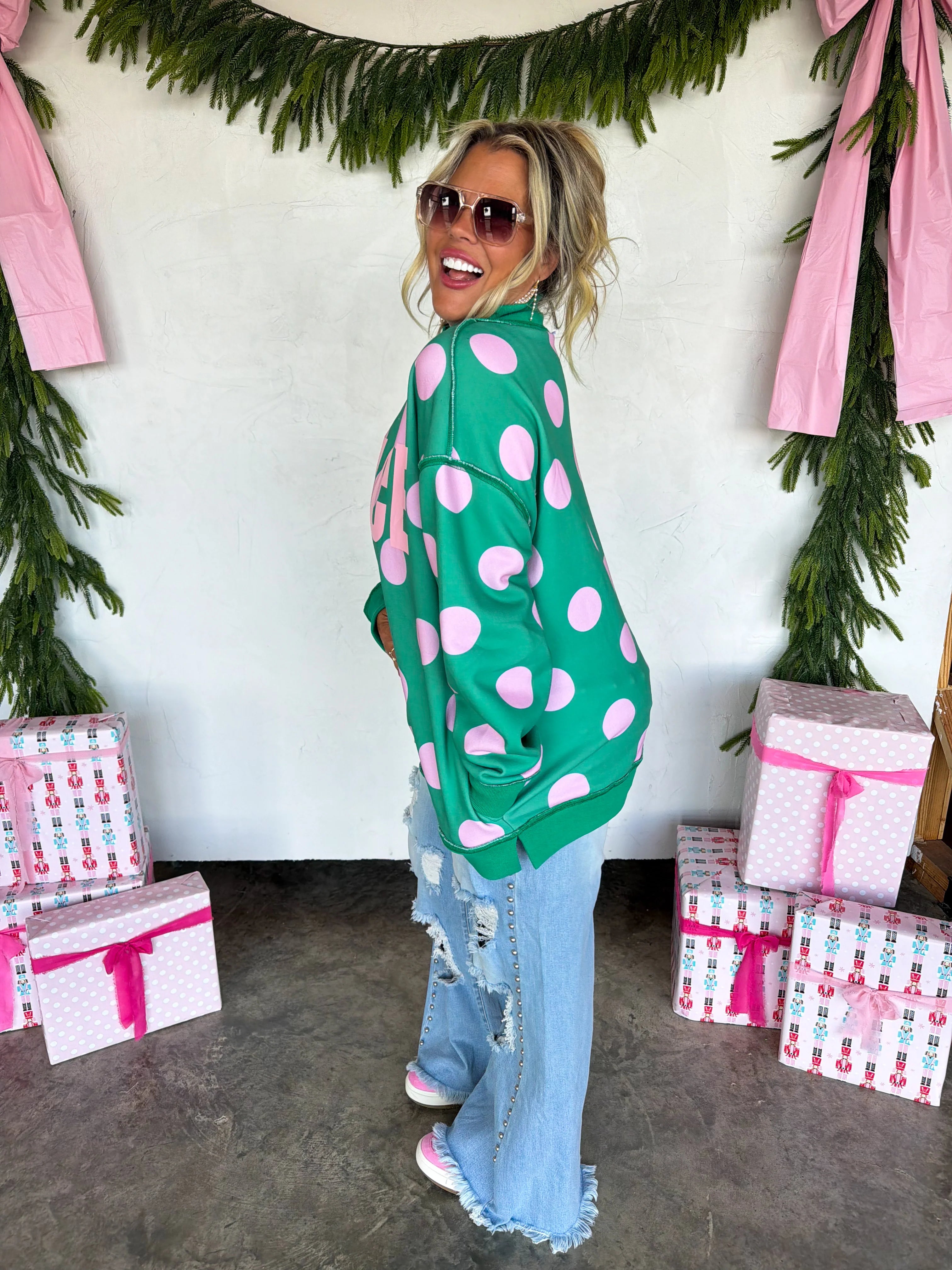 PREORDER: Peace & Polka Dot Mock Neck Pullover by Blakeley (ETA: October)