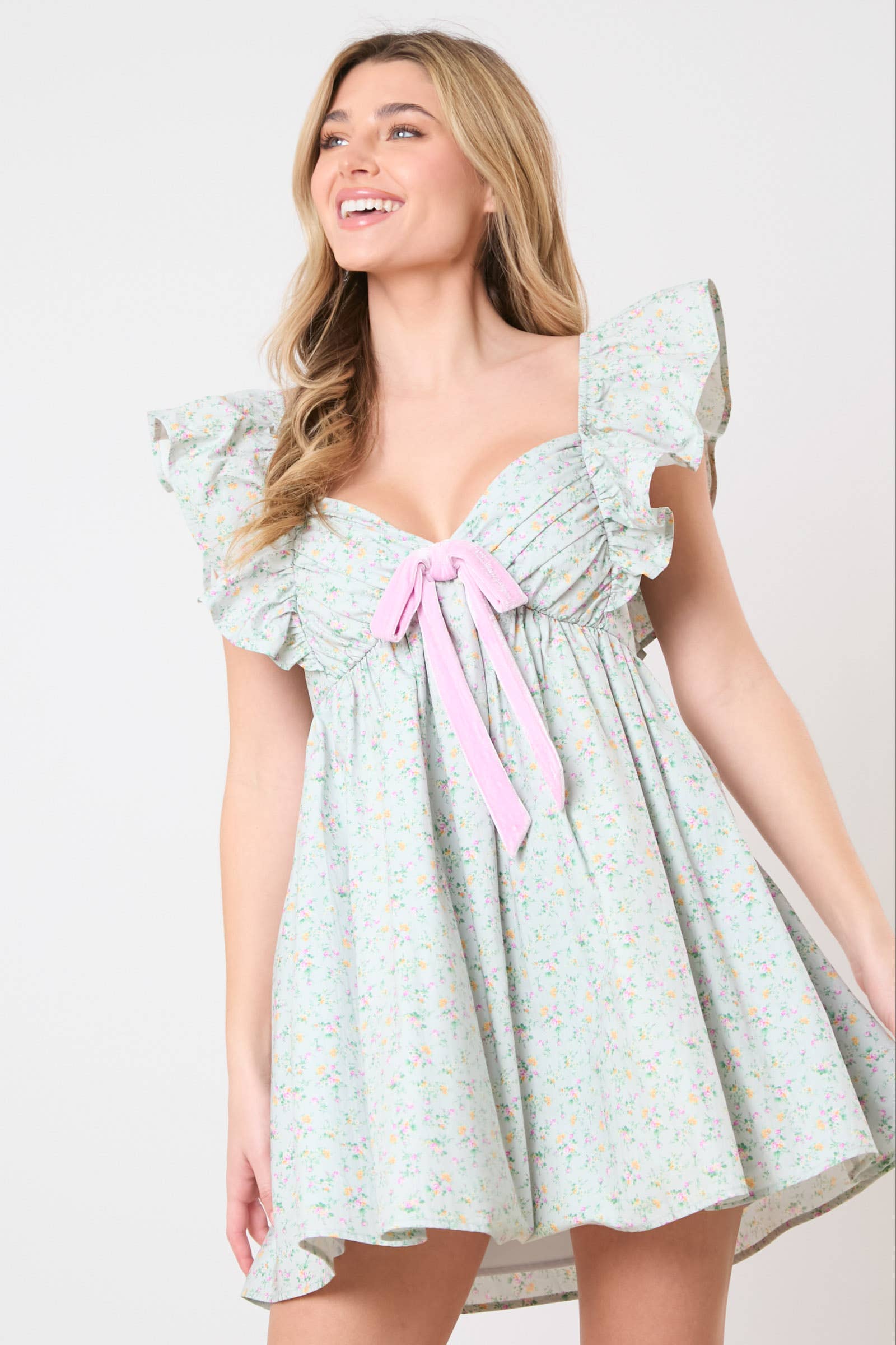 Enchanted Garden: Pastel Floral Mini Dress - BFF Here