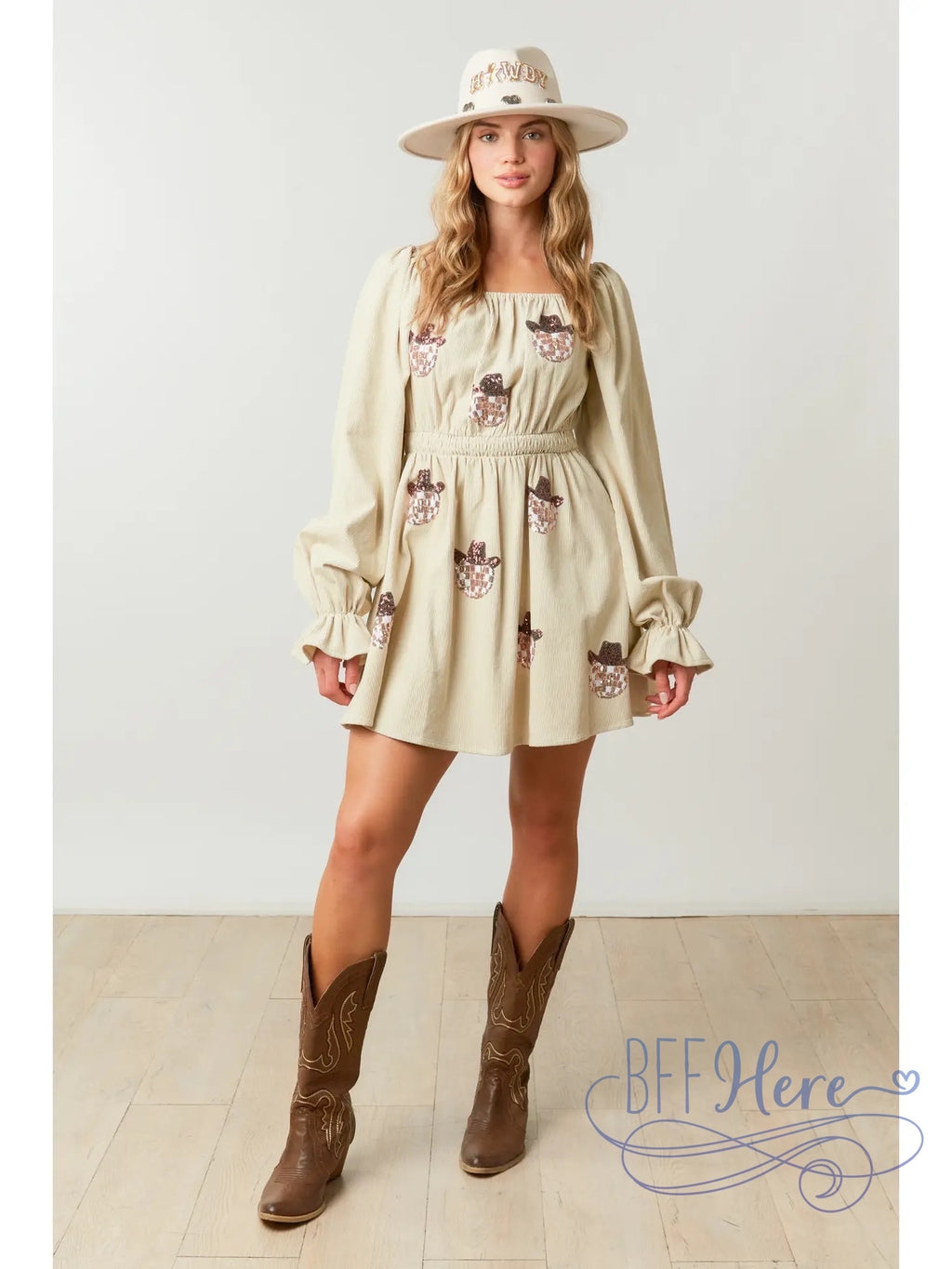 Glistening Gala Sequin Smock-Waist Dress BFF Here Glistening Gala Sequin Smock-Waist Dress BFF Here