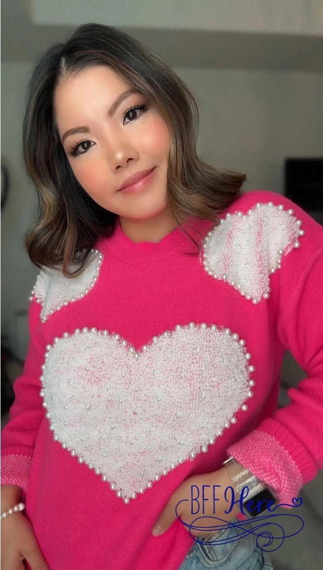 Radiant Romance: Pearl Heart Sweater - BFF Here