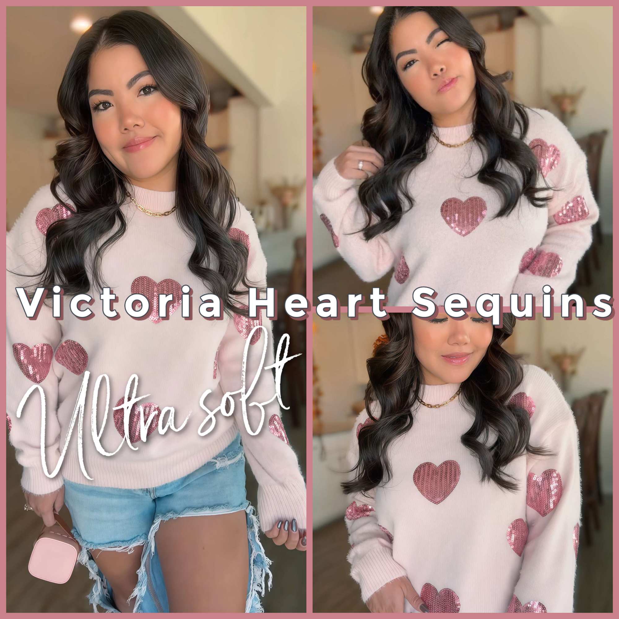 Victoria Sequin Heart Ultra Soft Sweater by JadyK - BFF Here