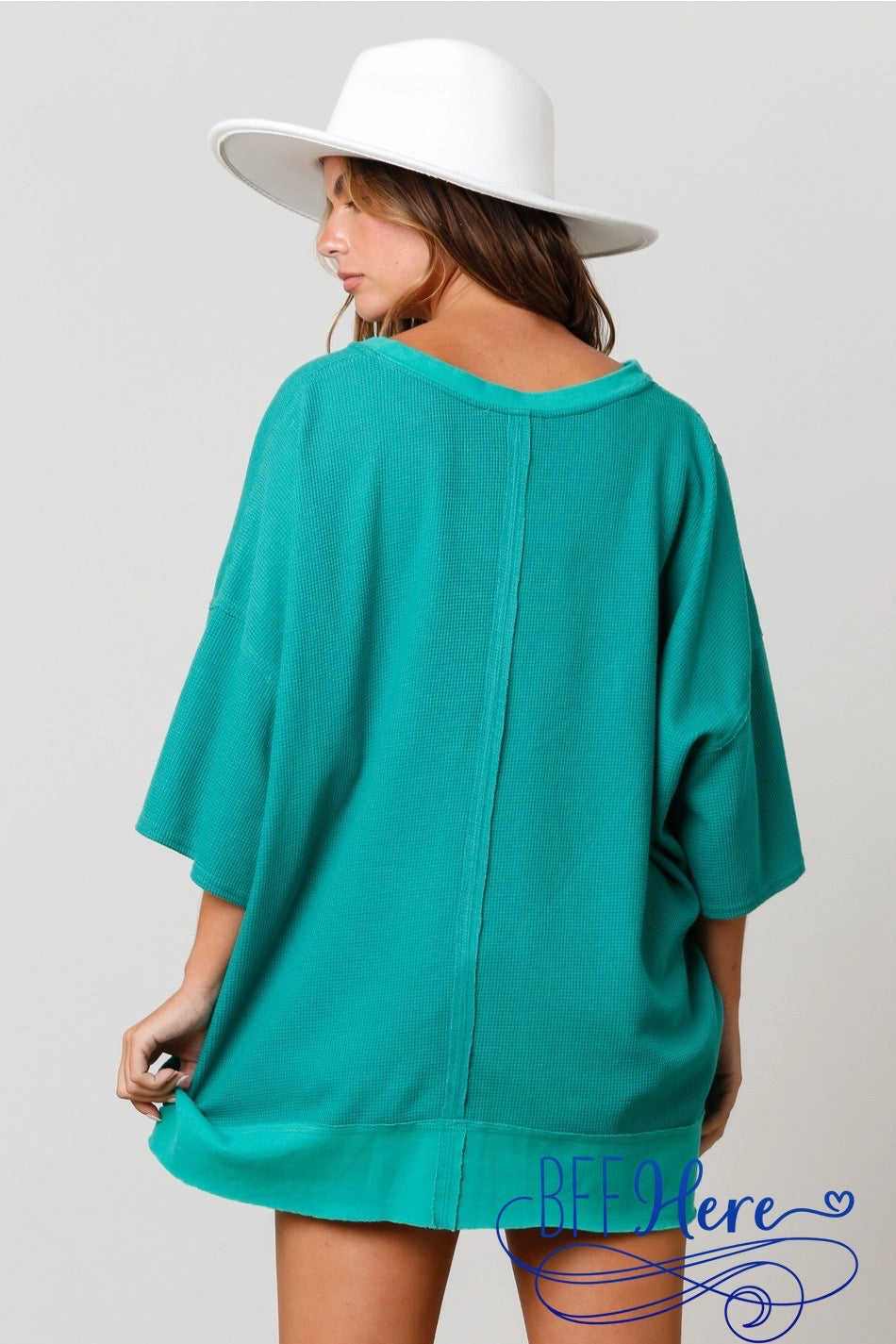 Starry Sparkle: Rhinestone Stars Deep U-Neck Pullover - BFF Here