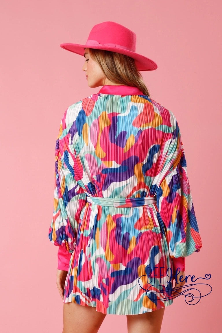 PREORDER: Swirl into Style: Playful Brushstroke Mini Dress for the Bold and Beautiful (Ships end of December) - BFF Here