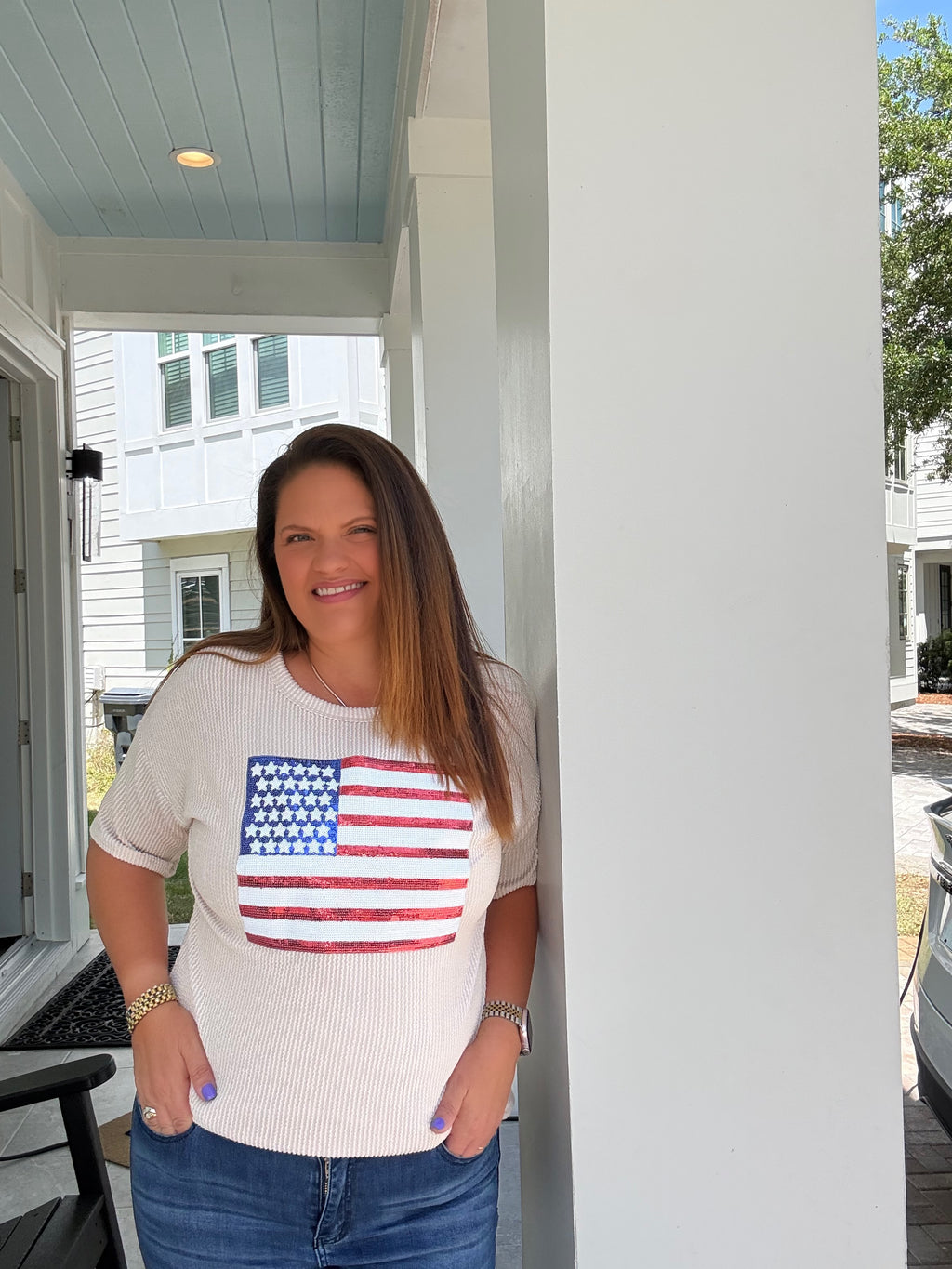 Oatmeal  Flag Top by HeimishUSA (ARRAY) — Ships 2-3 weeks - BFF Here