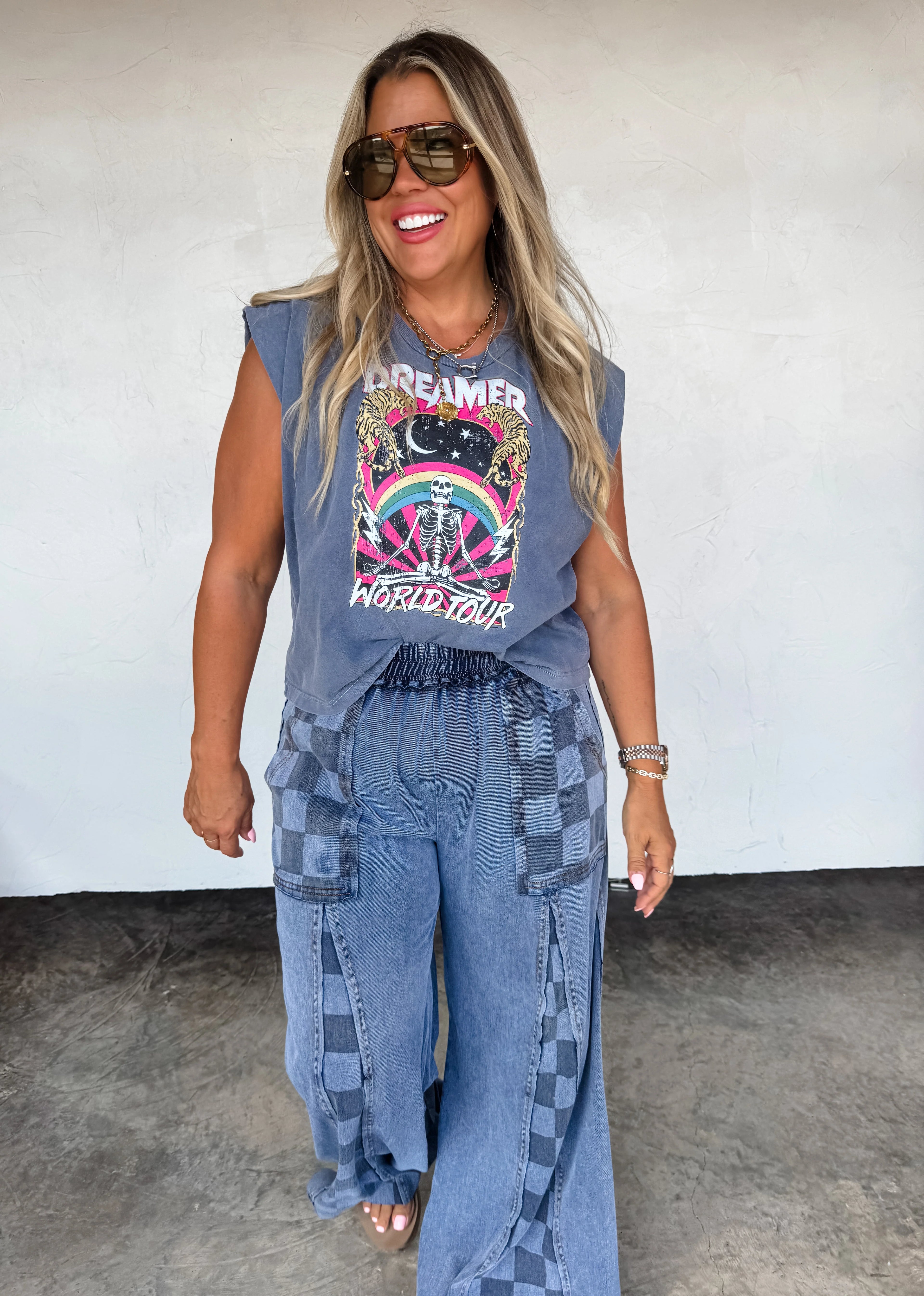 PREORDER: Groove On Checker Flare Pants (ETA: End of November) - BFF Here