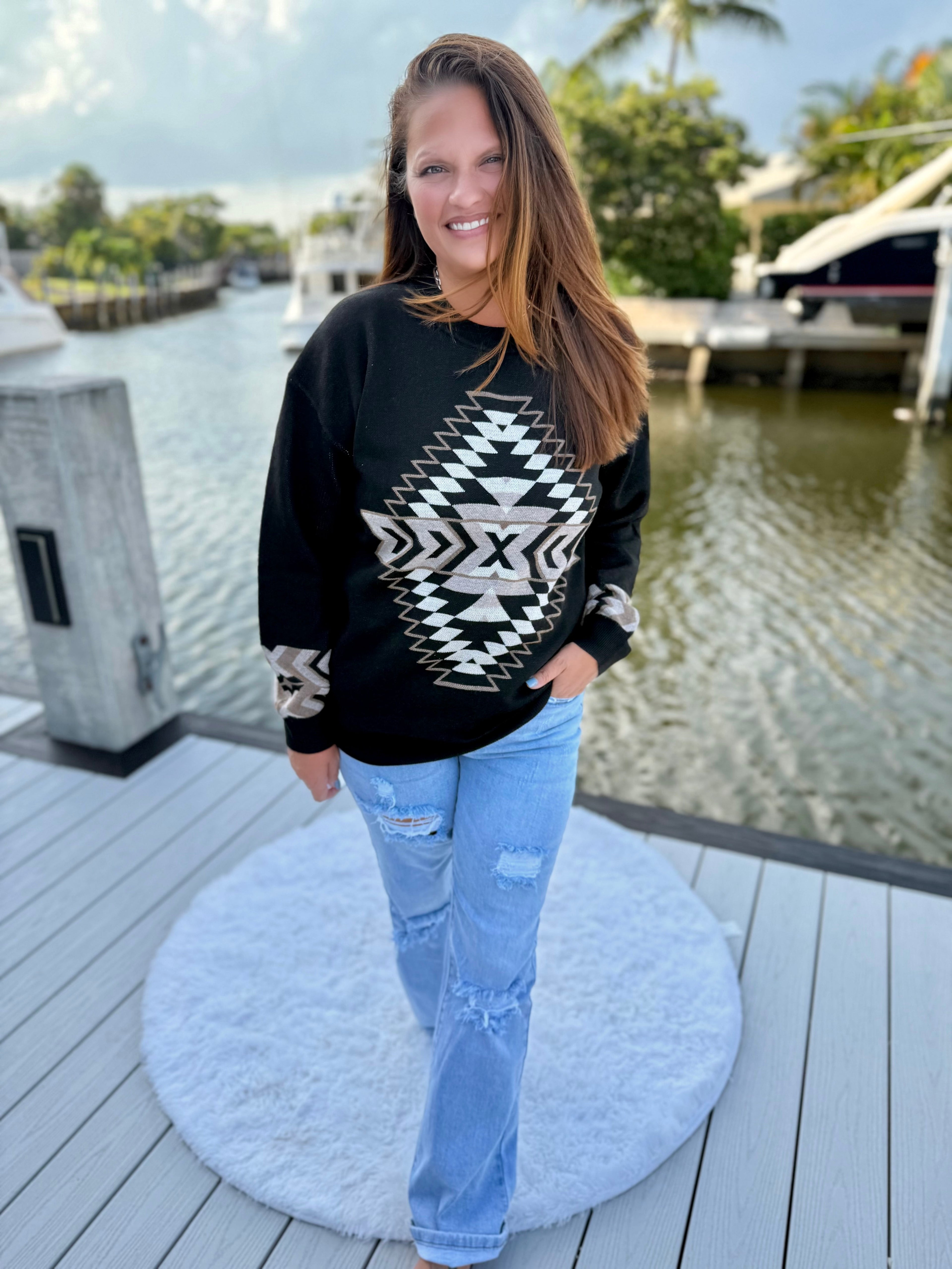 Night Aztec Sweater by Sterling Kreek - BFF Here