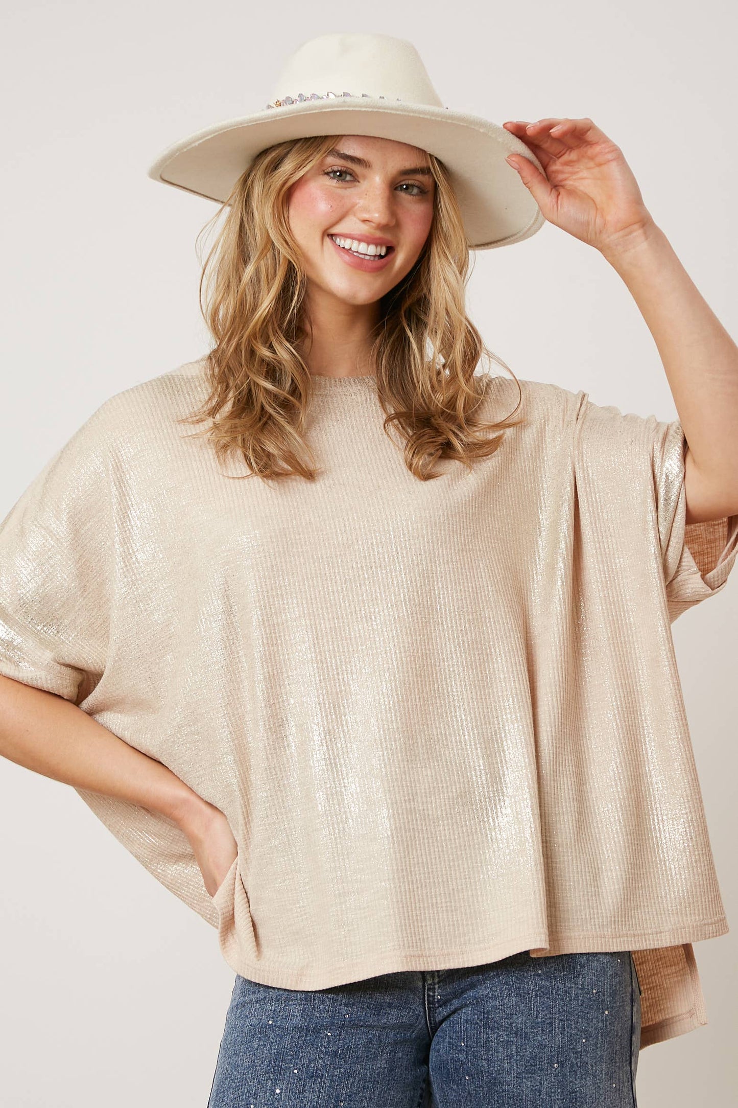 Shimmering Stardust Oversized Top - BFF Here