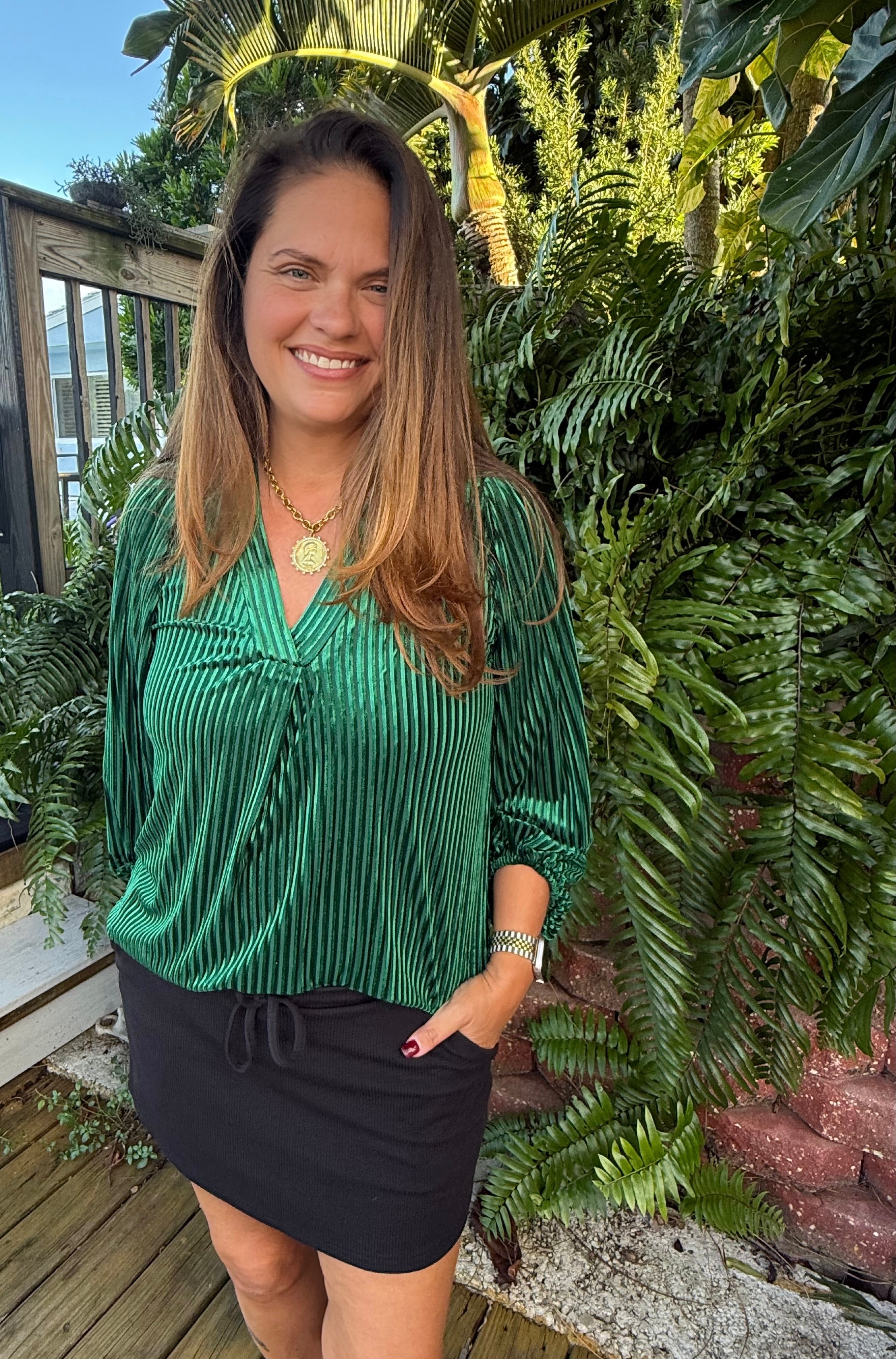 Ivy Velvet Textured Top by Jess Lea / Green - BFF Here