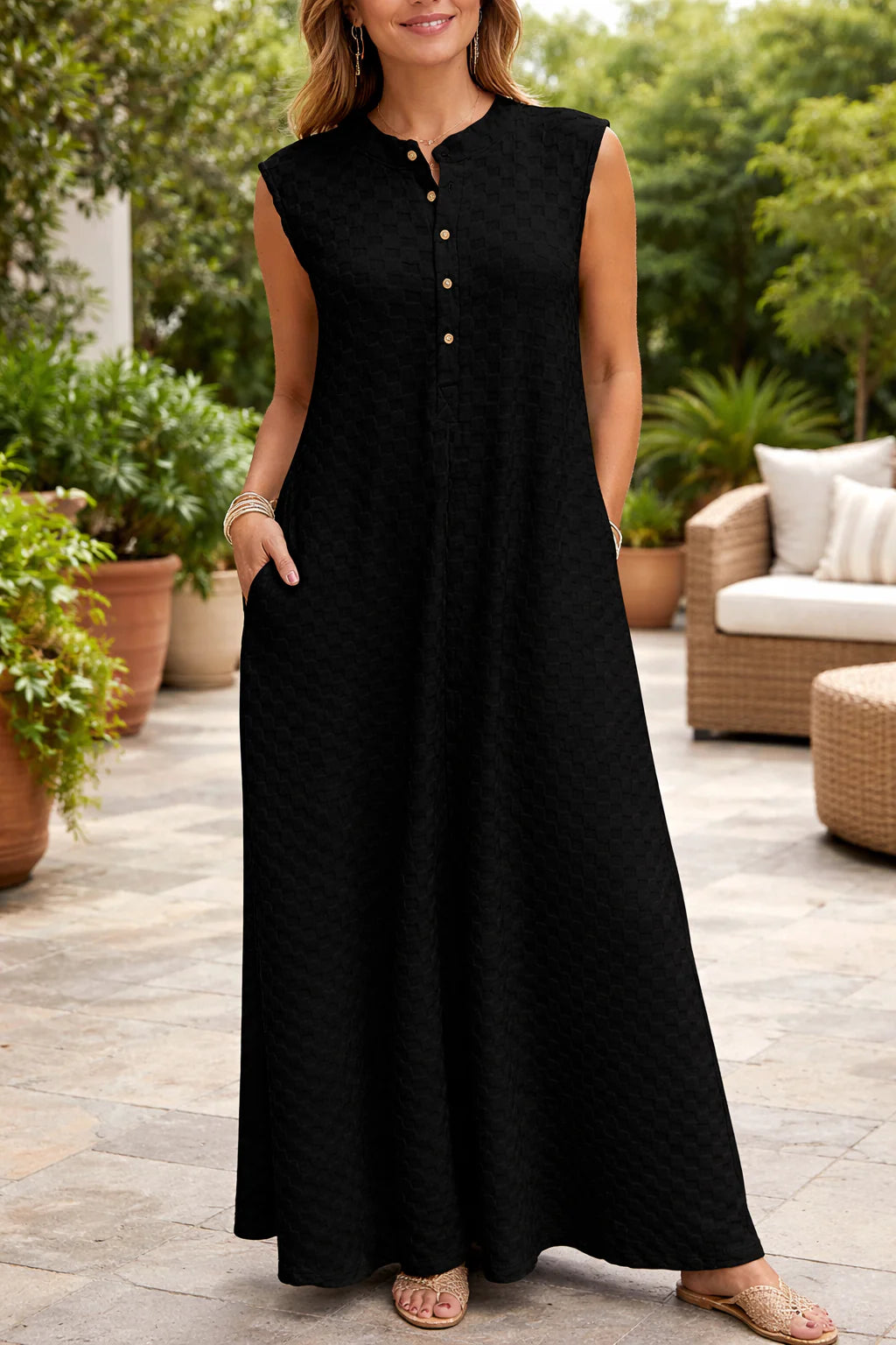 PREORDER: Everyday Elegance Textured Wide Leg Jumpsuit / Black  (ETA: August)