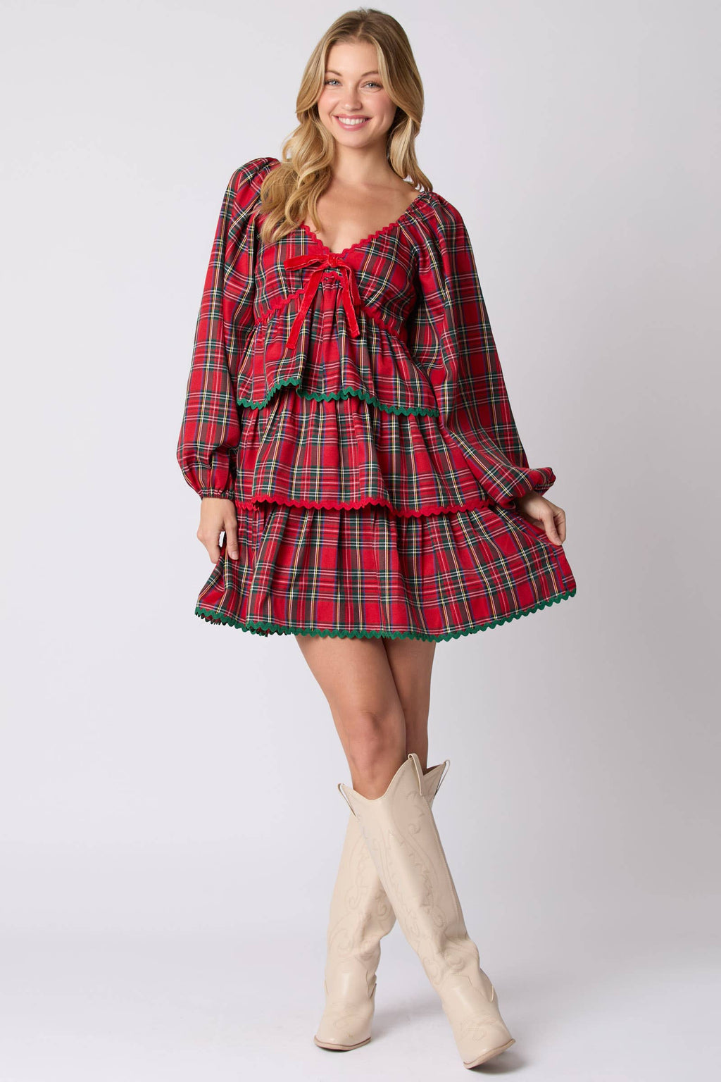 Mistletoe Magic Plaid Dress - BFF Here