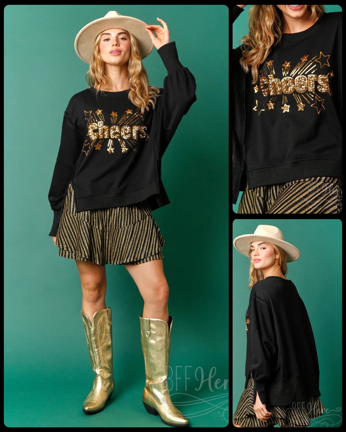 Raise a Toast: Cheers French Terry Comfort Top - BFF Here