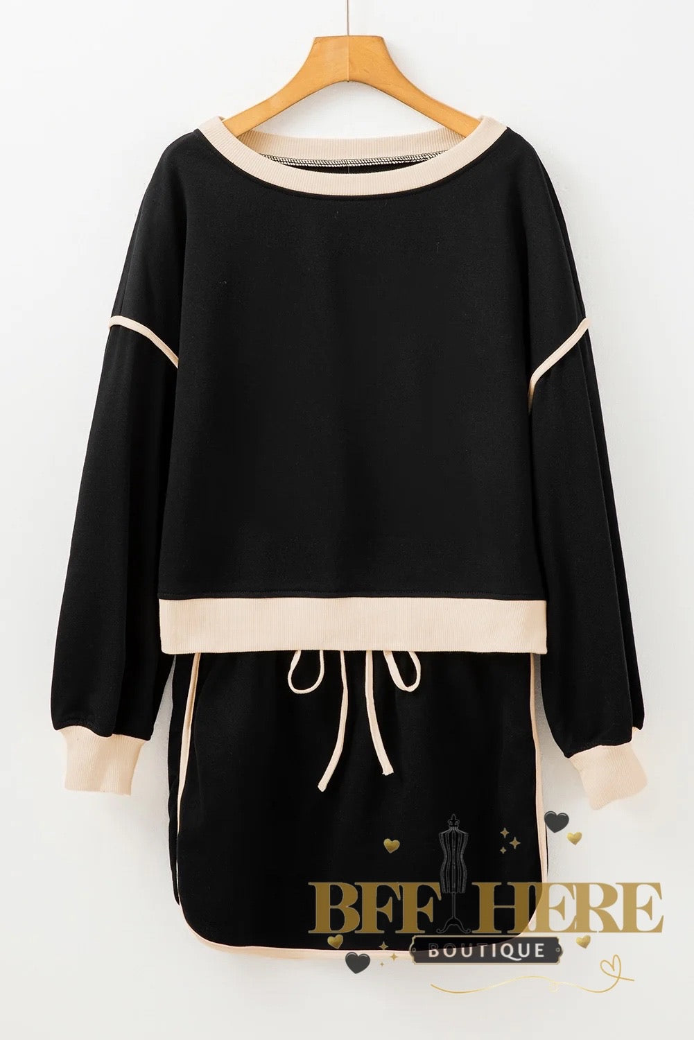 Off Duty Contrast Trim Skort Set - BFF Here