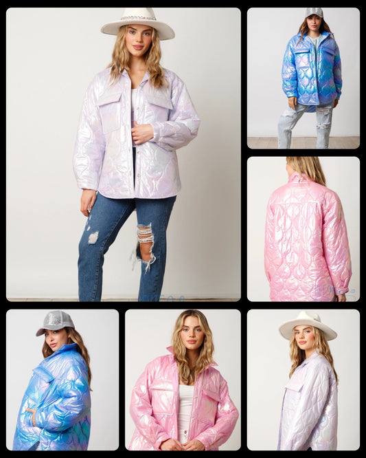 Mystical Glow Iridescent Puffer Jacket / Choice of Color - BFF Here