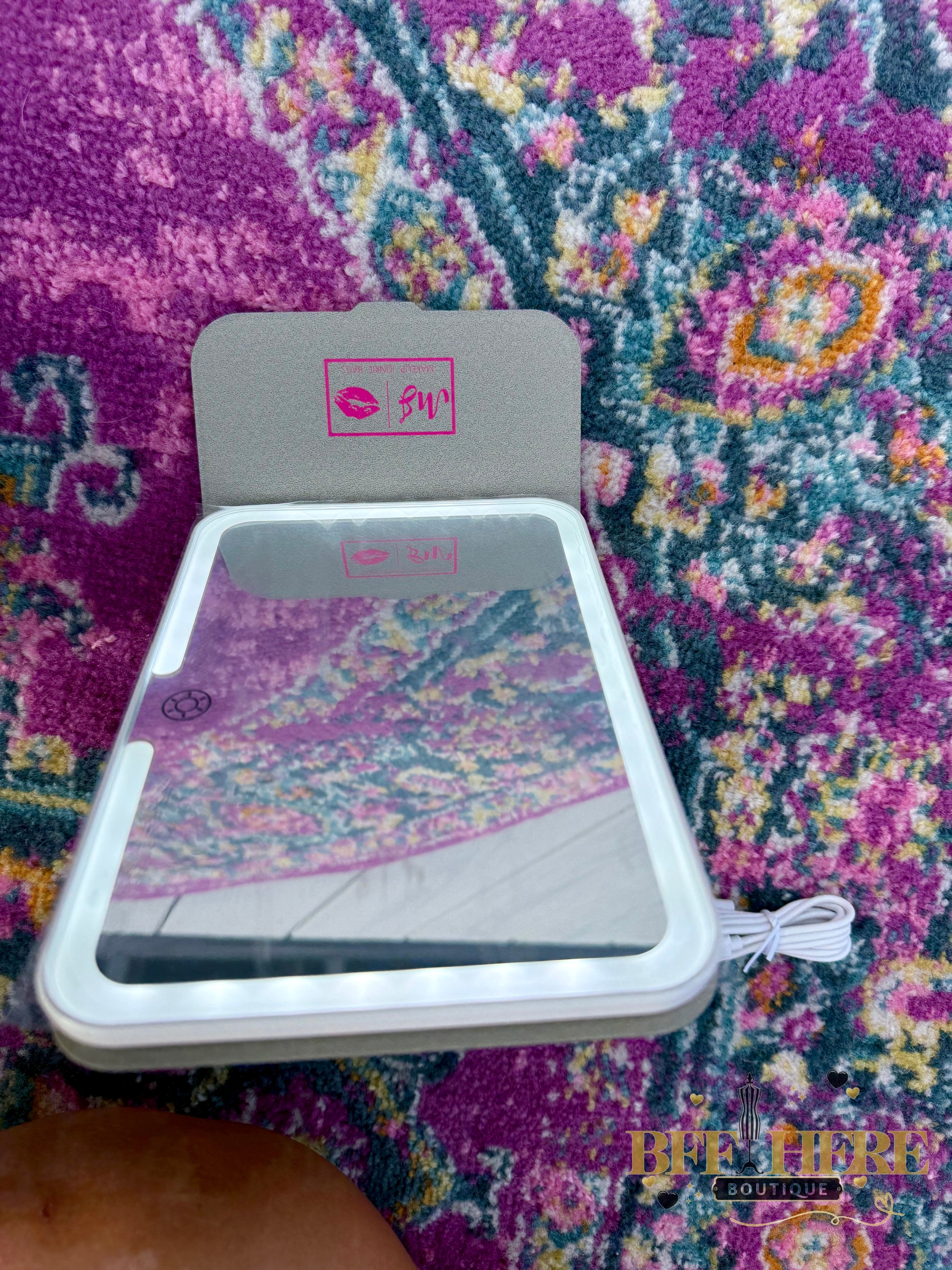 MJ Rechargeable LED Travel Mirror by Makeup Junkie Bags - BFF Here