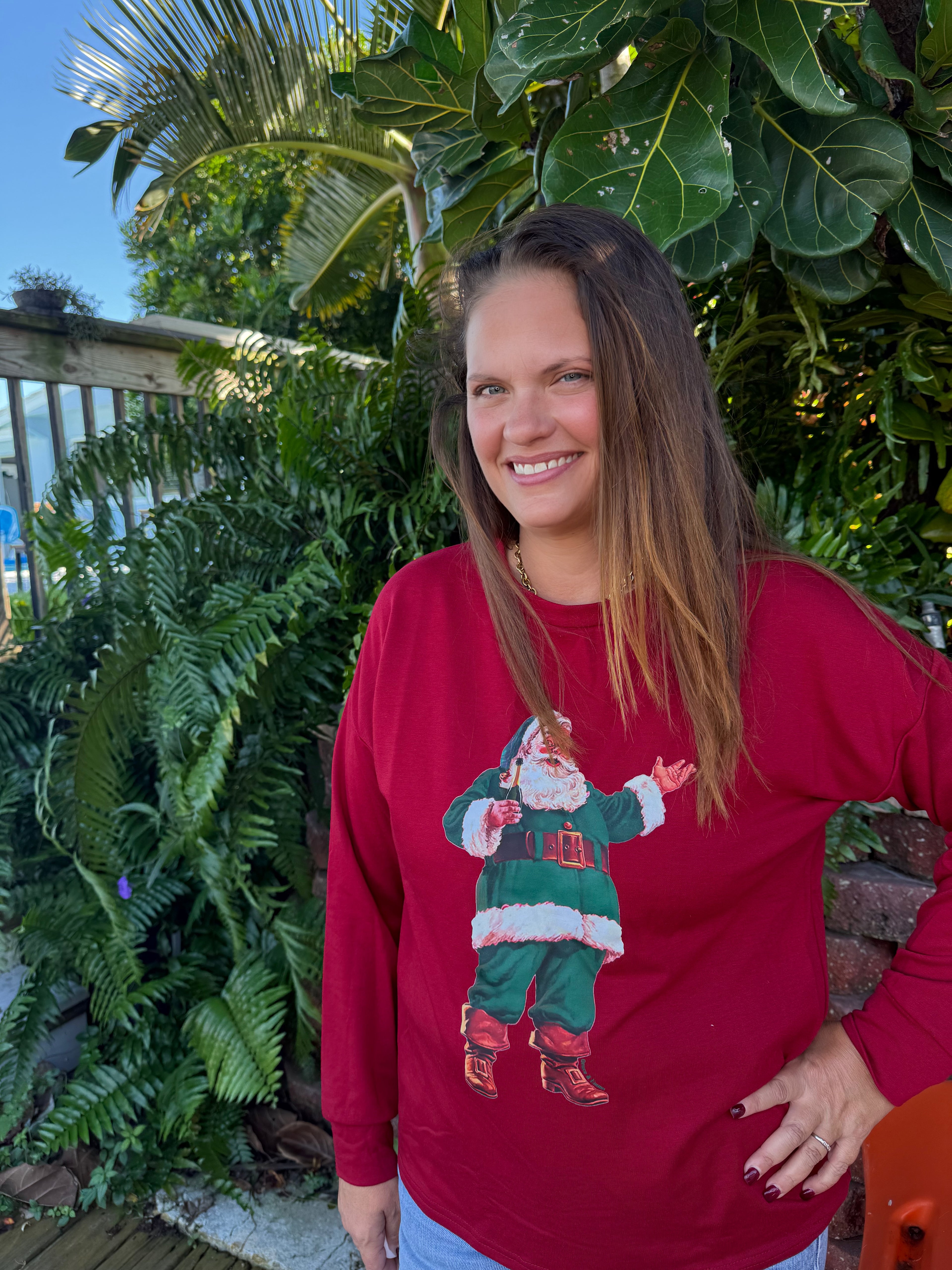 Santa With Champagne Sweatshirt by Grace and Emma - BFF Here