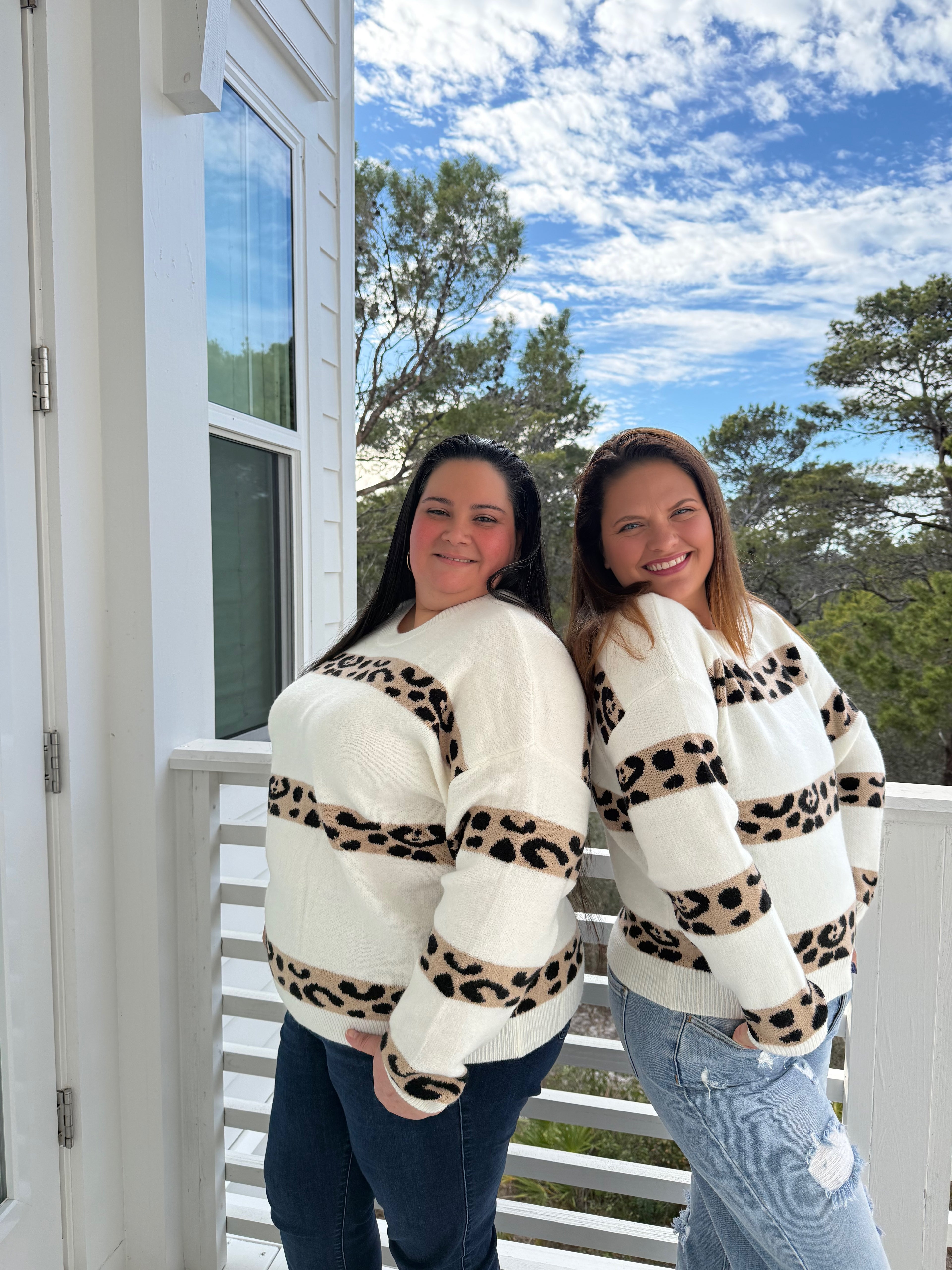 Relaxed Fit Leopard Stripe Knit Sweater by Sew In Love (Ships 2-3 weeks) - BFF Here