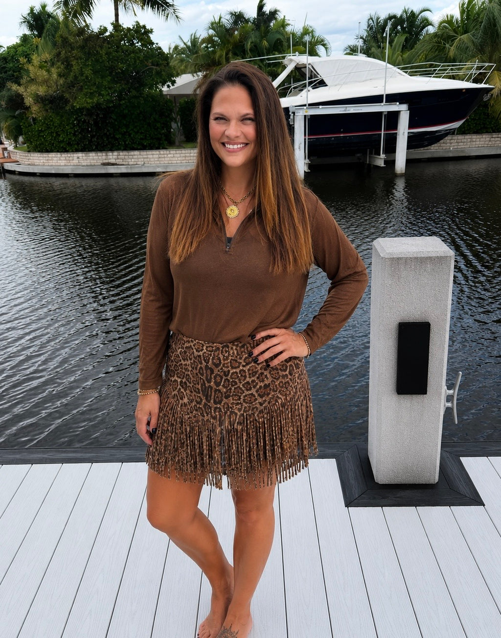 Fort Worth Fringe Skirt / Leopard by Sterling Kreek (Ships in 1-2 weeks)