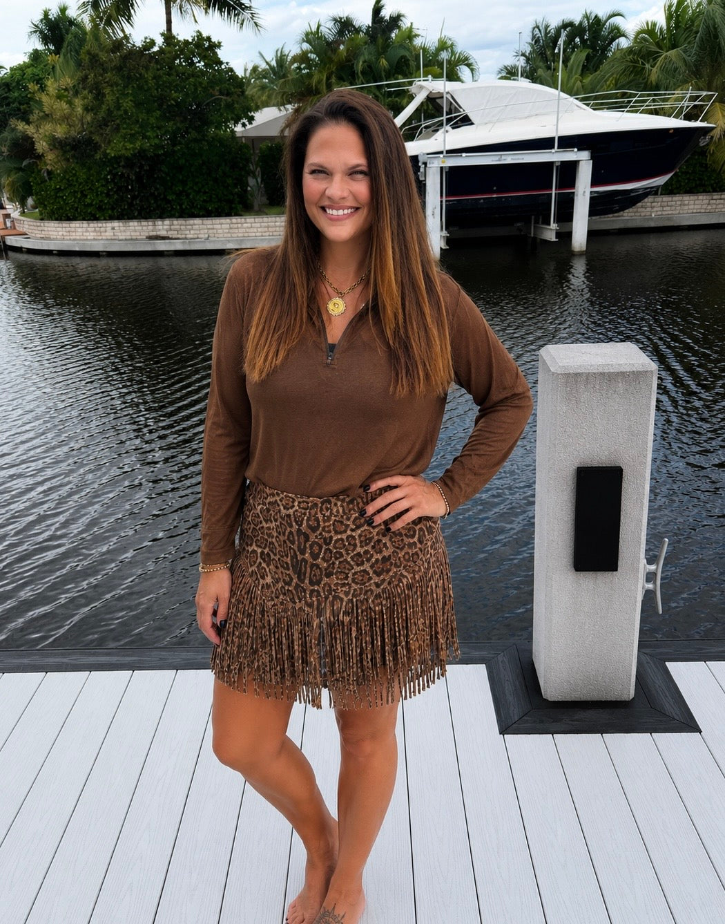 Fort Worth Fringe Skirt / Leopard by Sterling Kreek (Ships in 1-2 weeks)