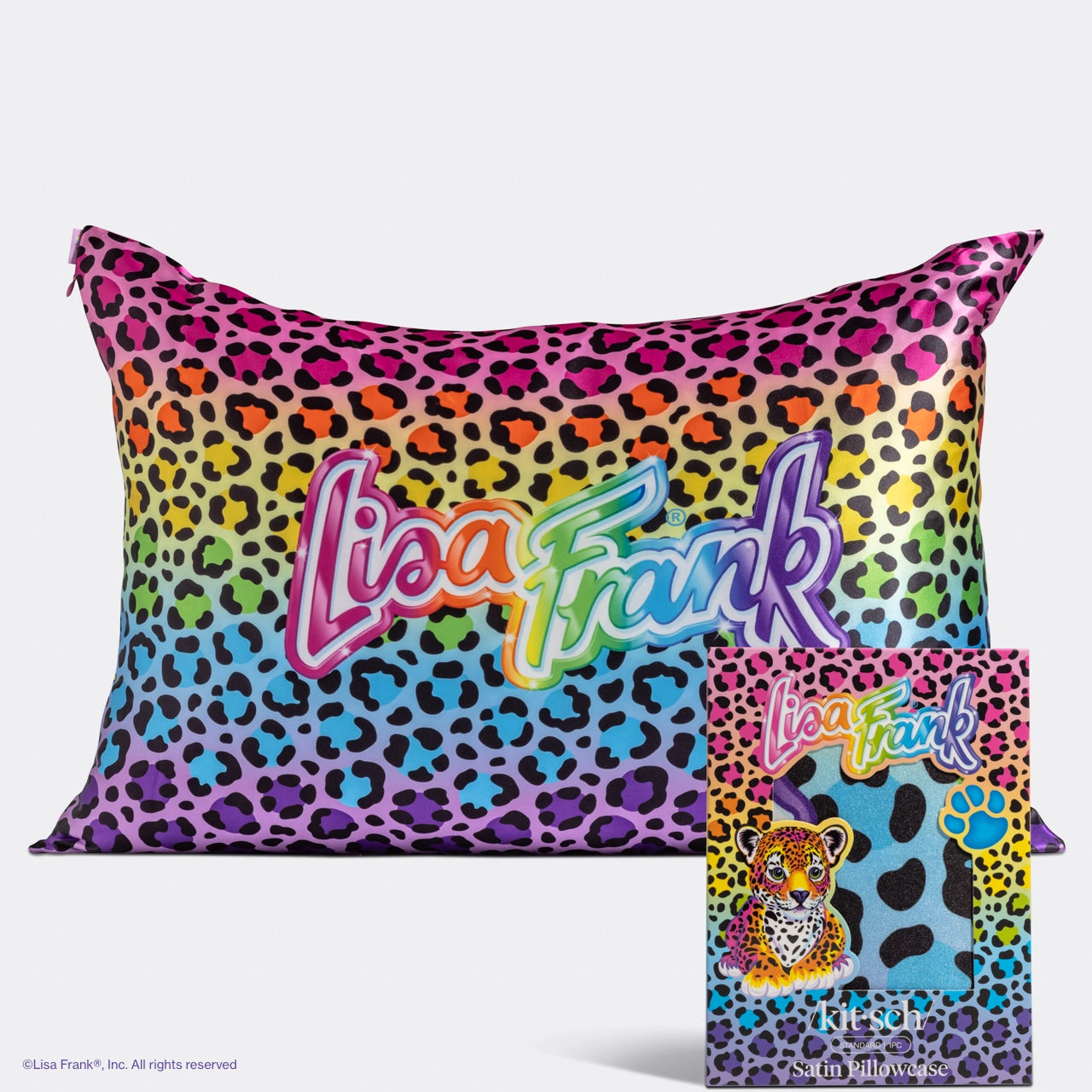 Lisa Frank X Kitsch Satin Pillowcase - Rainbow Leopard