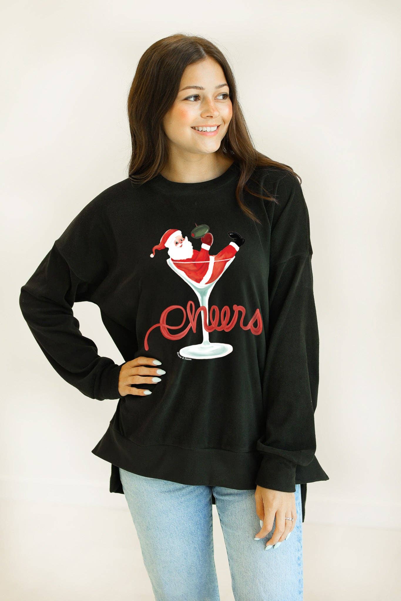 Cheers Santa Crewneck by Grace & Emma - BFF Here