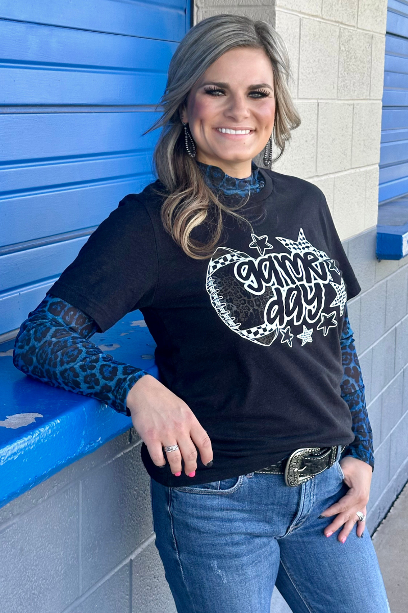 Sideline Spirit Blue Mesh Top by Sterling Kreek - BFF Here