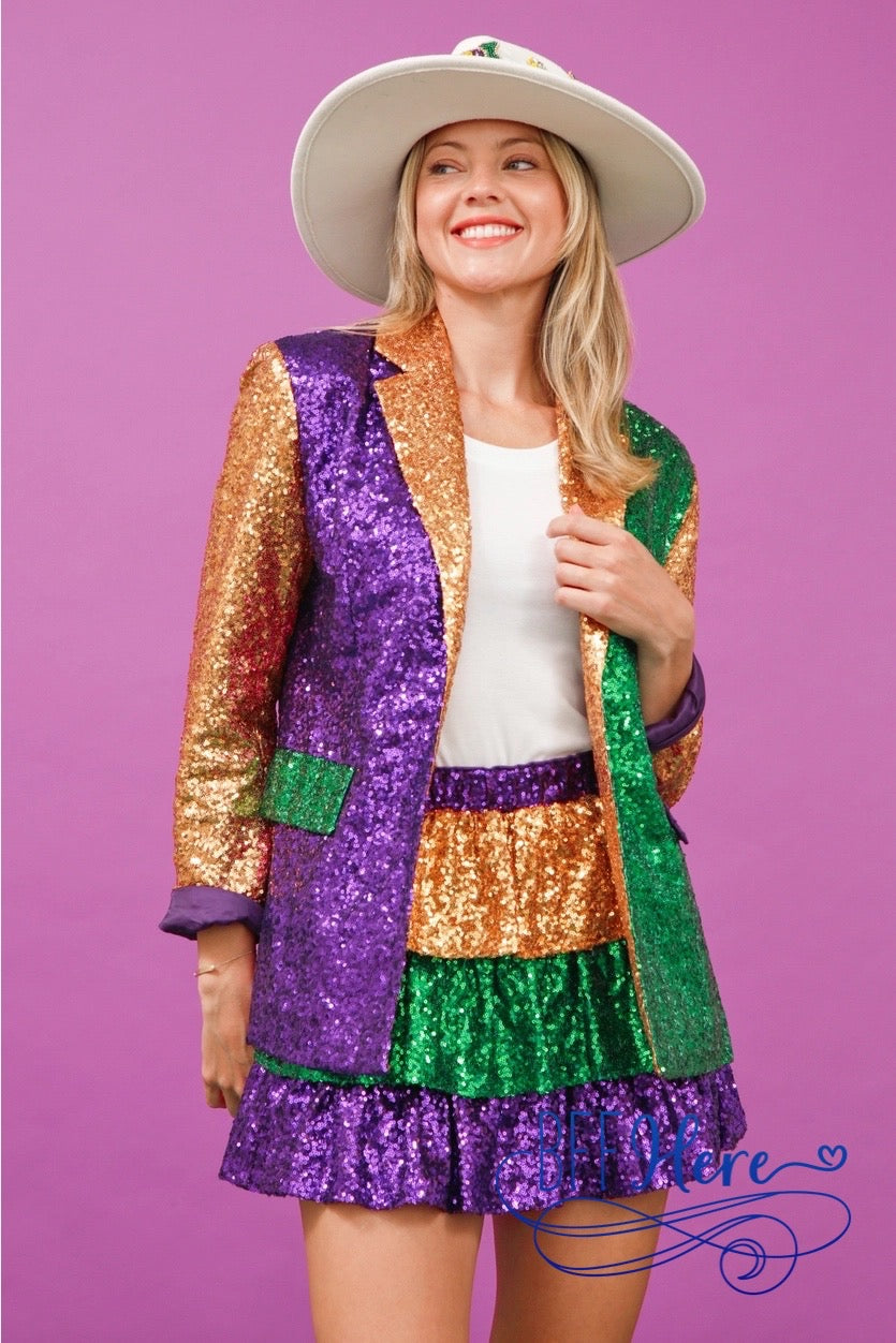 Masquerade Magic: Mardi Gras Sequin Blazer - BFF Here