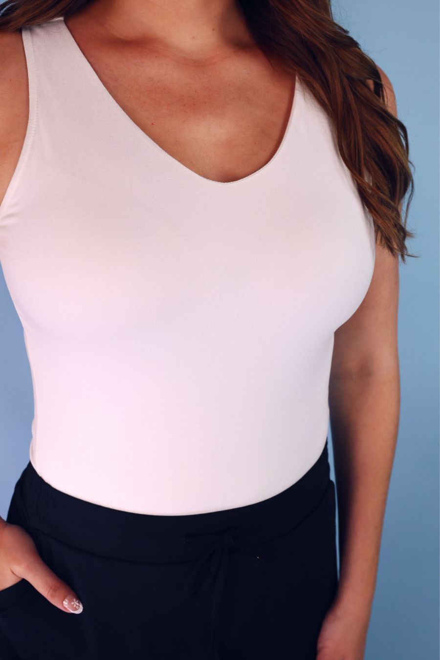 Haven V-Neck Bodysuit- White - BFF Here