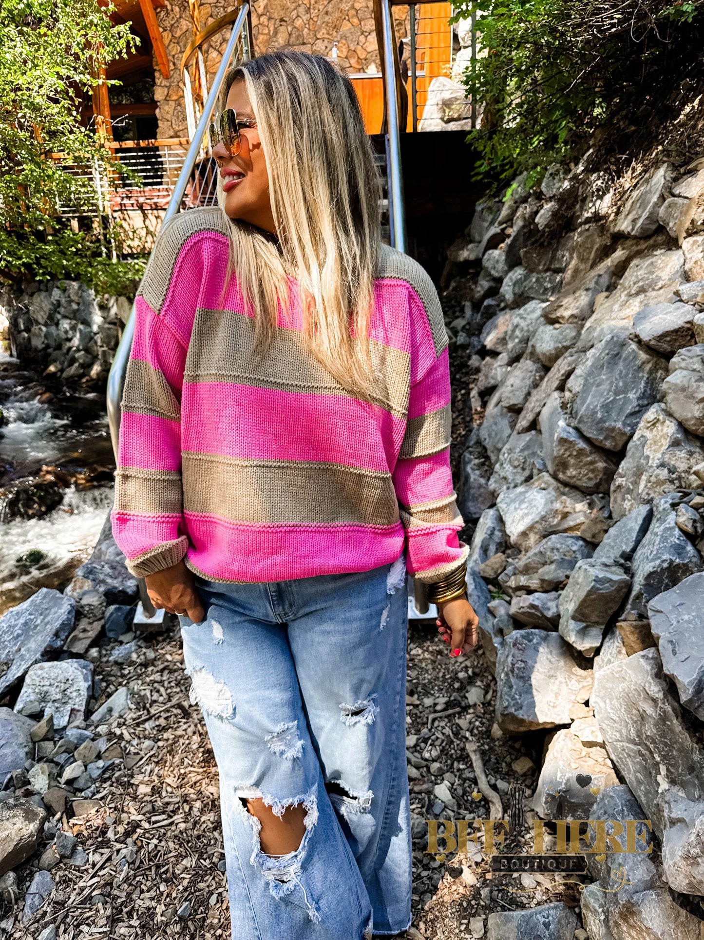 PREORDER: Kadie Stripe Knit Sweater / Choice Of Color by Blakeley (Ships End of October)