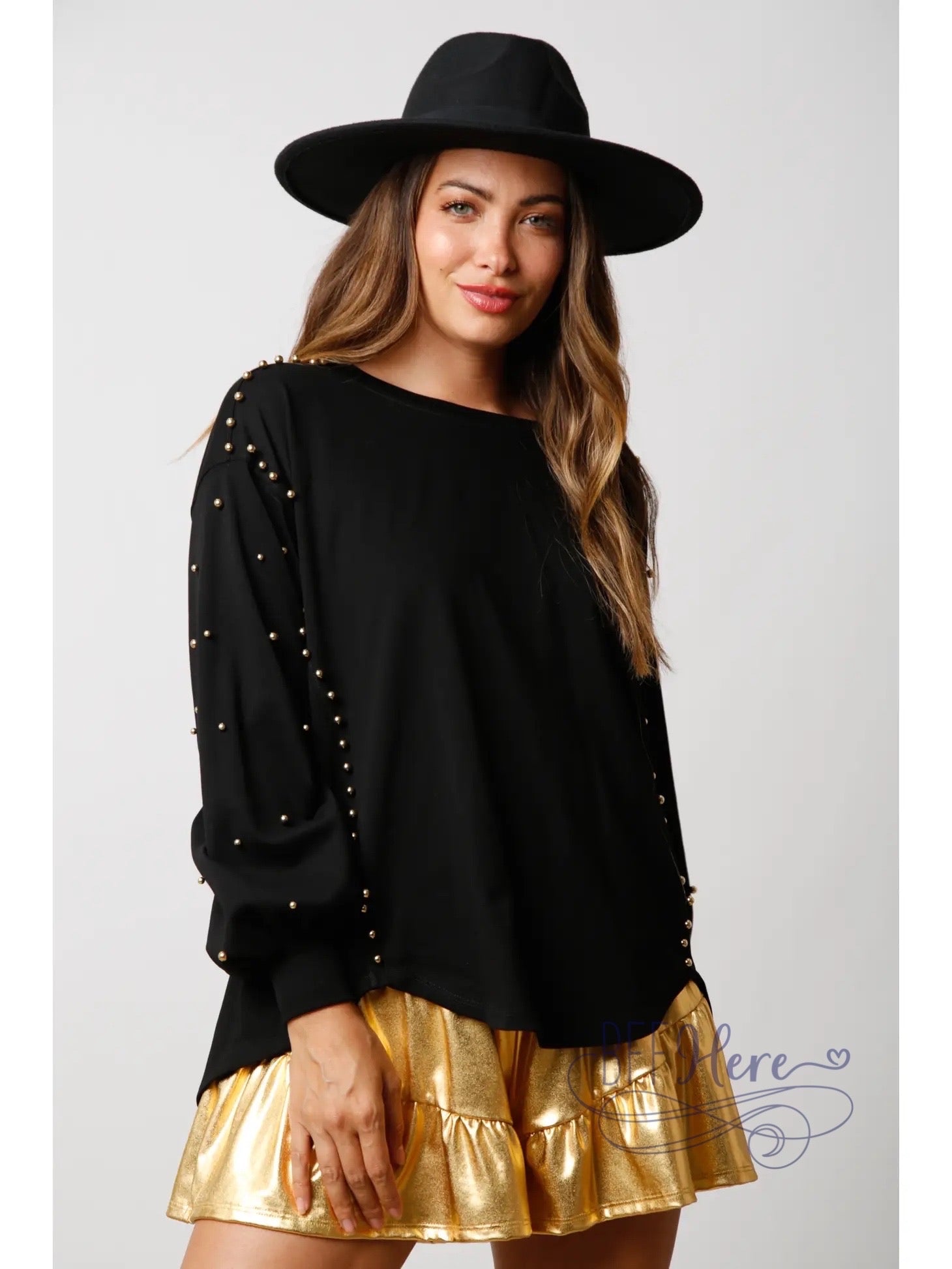 Studded French Terry Pullover: Where Cozy Meets Rockstar Glam! - BFF Here