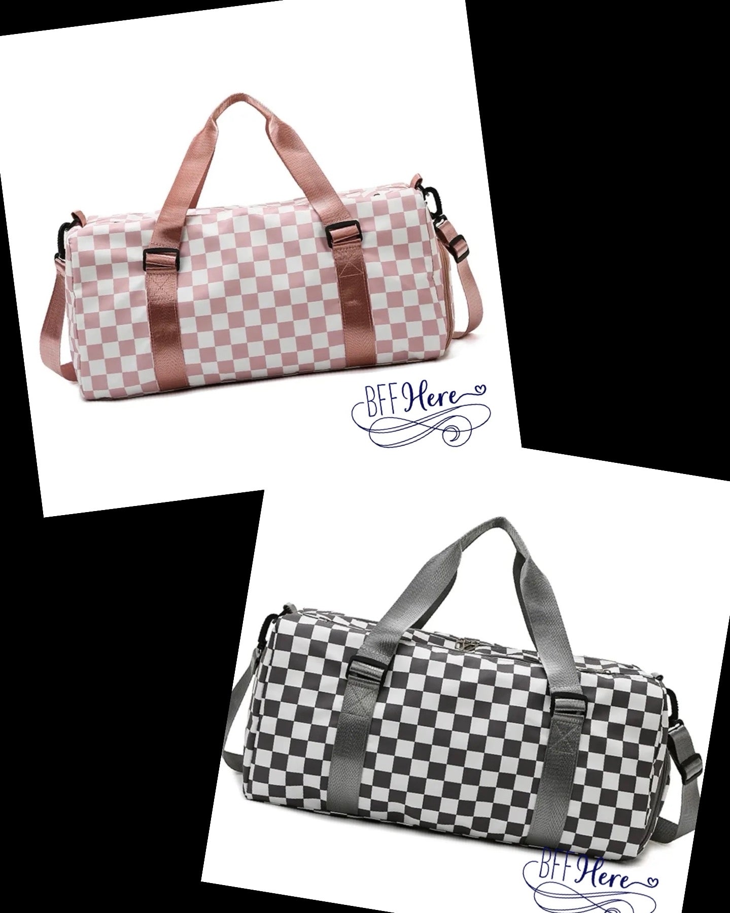 Check-In Chic: The Ultimate Checkered Duffle Delight / Choice of Color - BFF Here