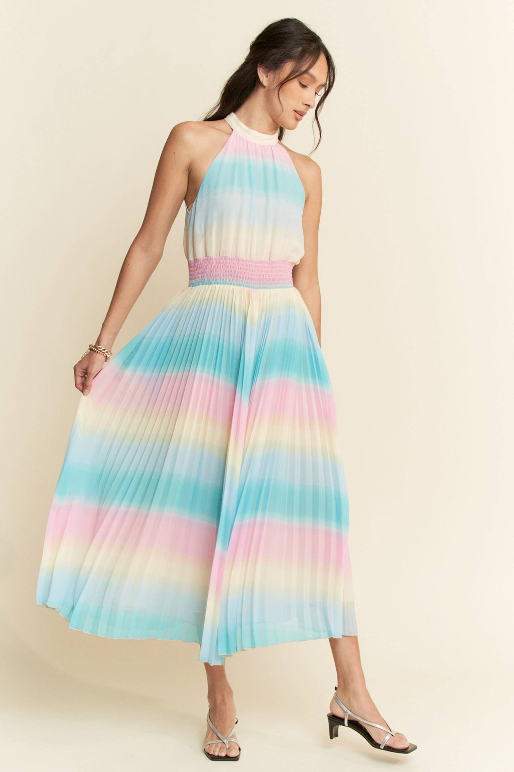 Pastel Dreams Pleated Maxi Dress - BFF Here