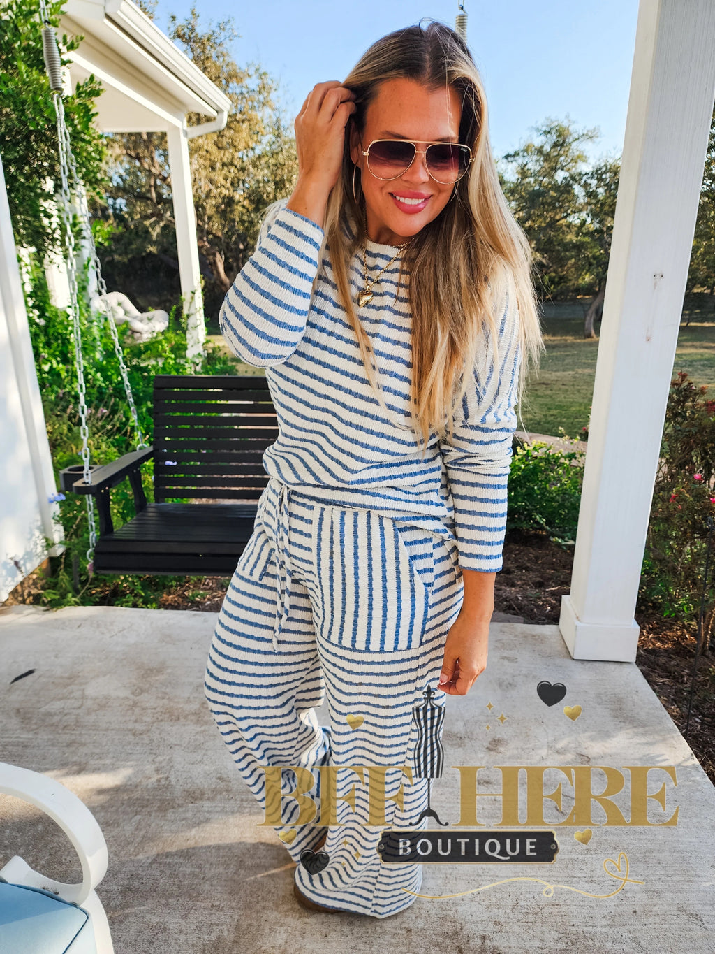 Always Home Stripe Lounge Set by Blakeley / Choice of Color - BFF Here