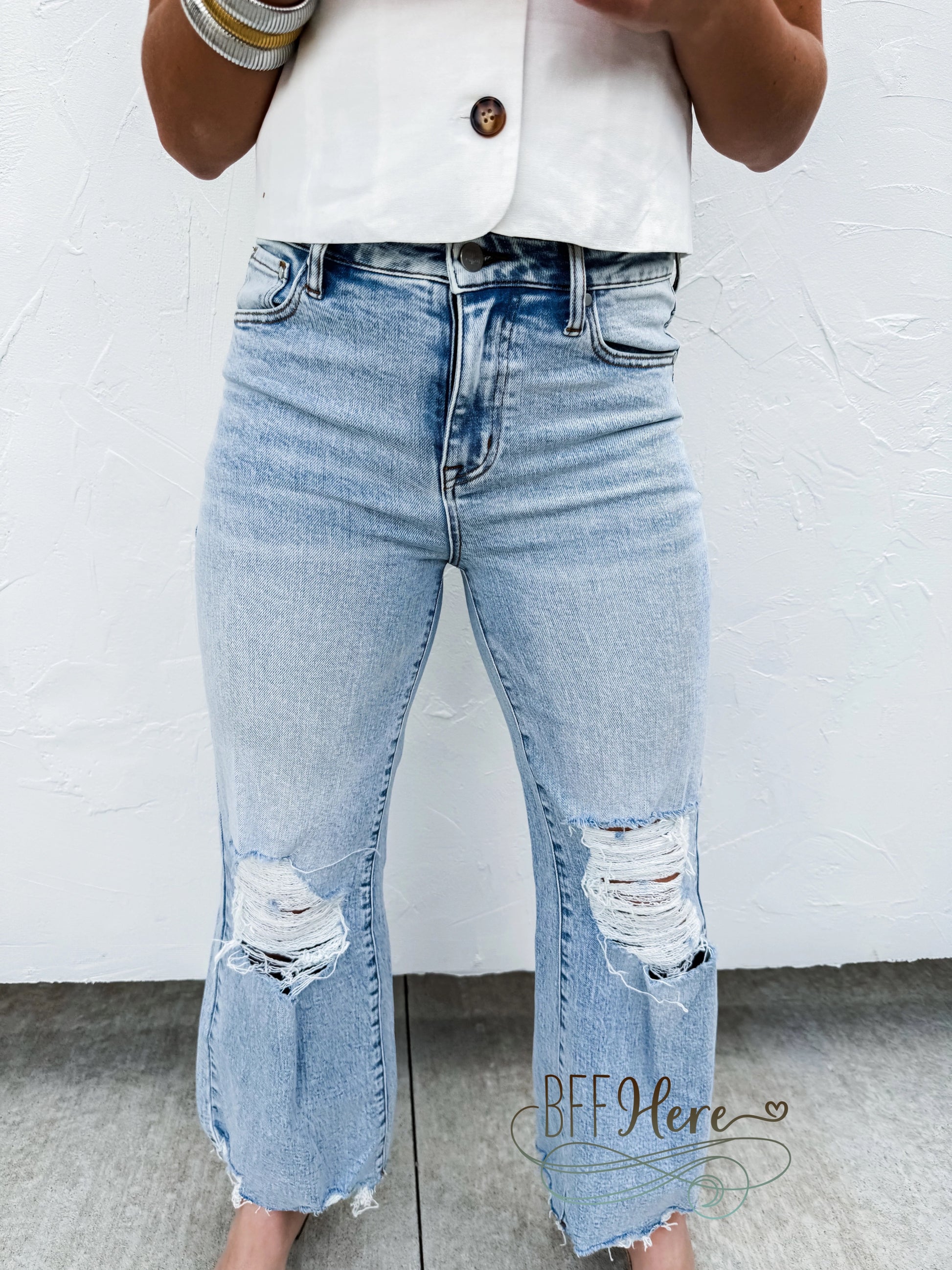 Hailey Distressed Crop Jeans by Blakeley - BFF Here