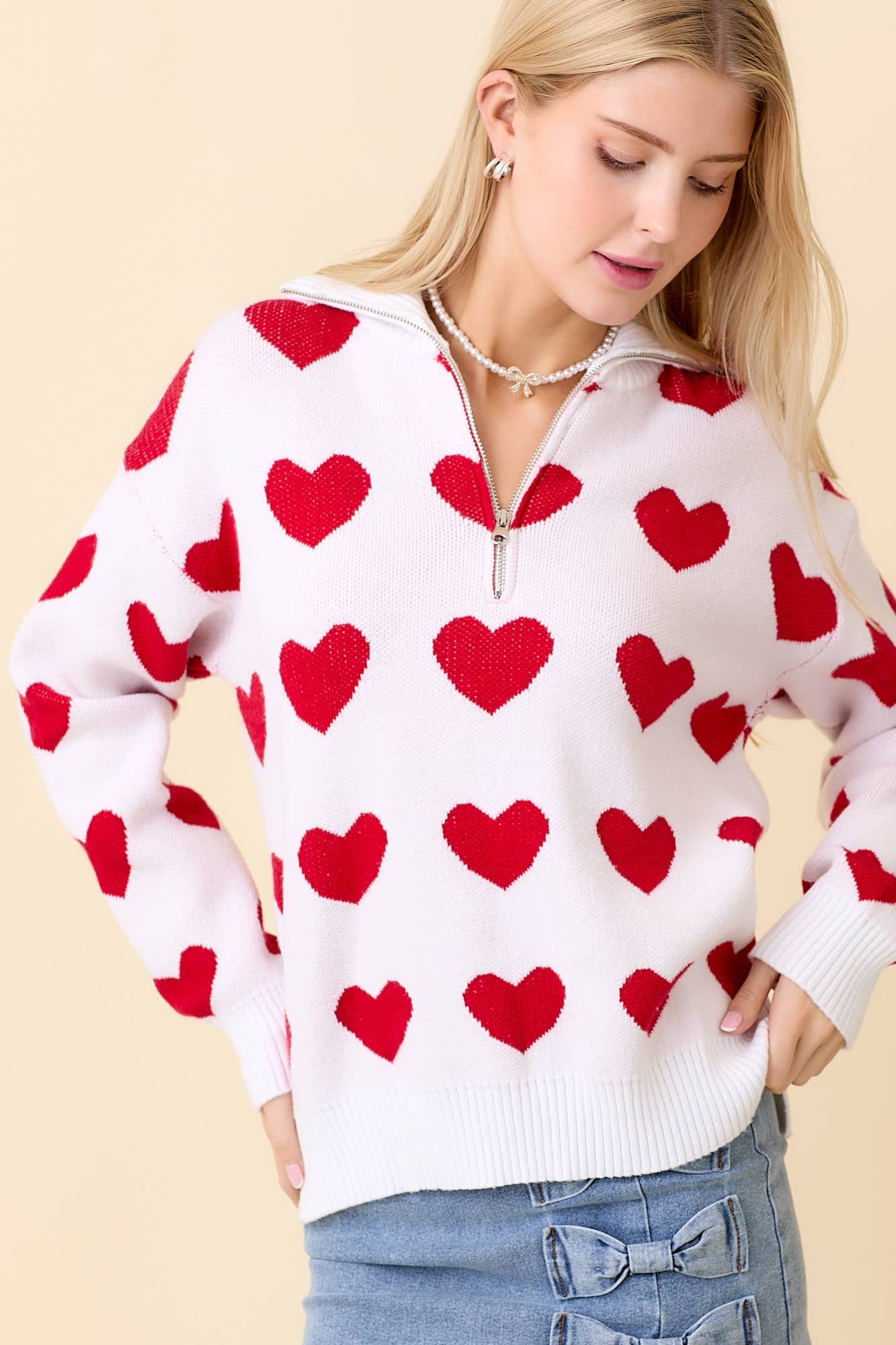 Love Struck Half-Zip Sweater - BFF Here