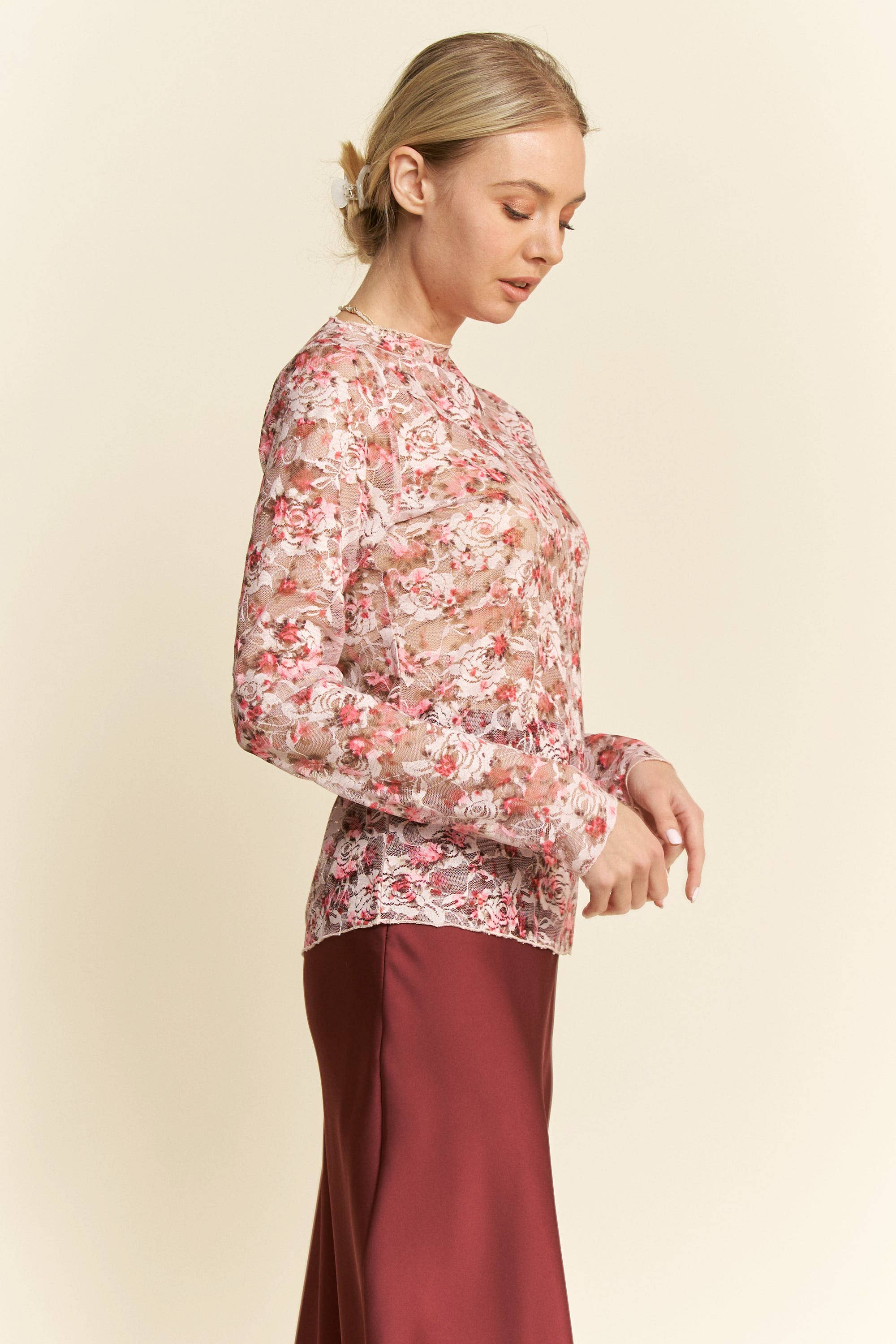 Vintage Floral Charm Mesh Top / Choice of Color - BFF Here
