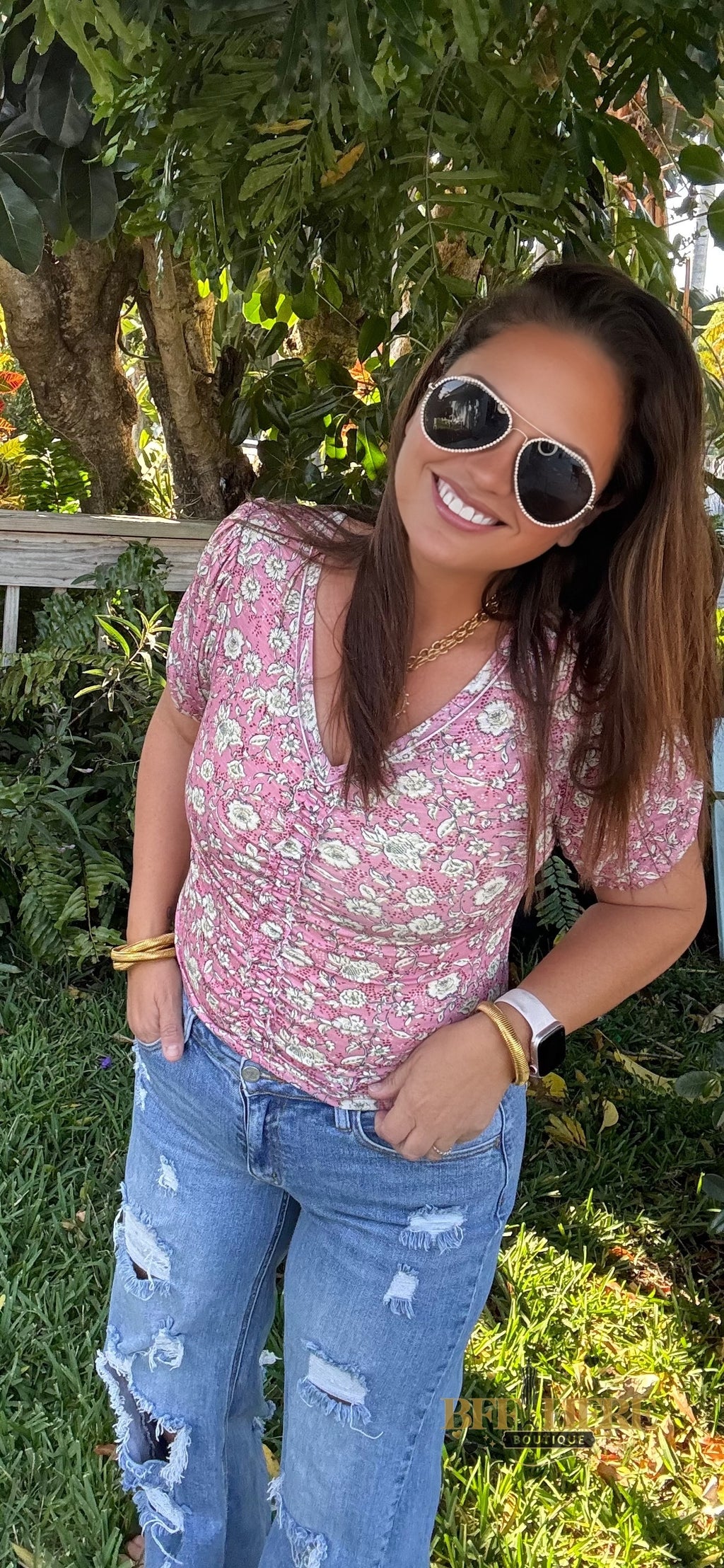 Vintage Bloom Ruched Top - BFF Here