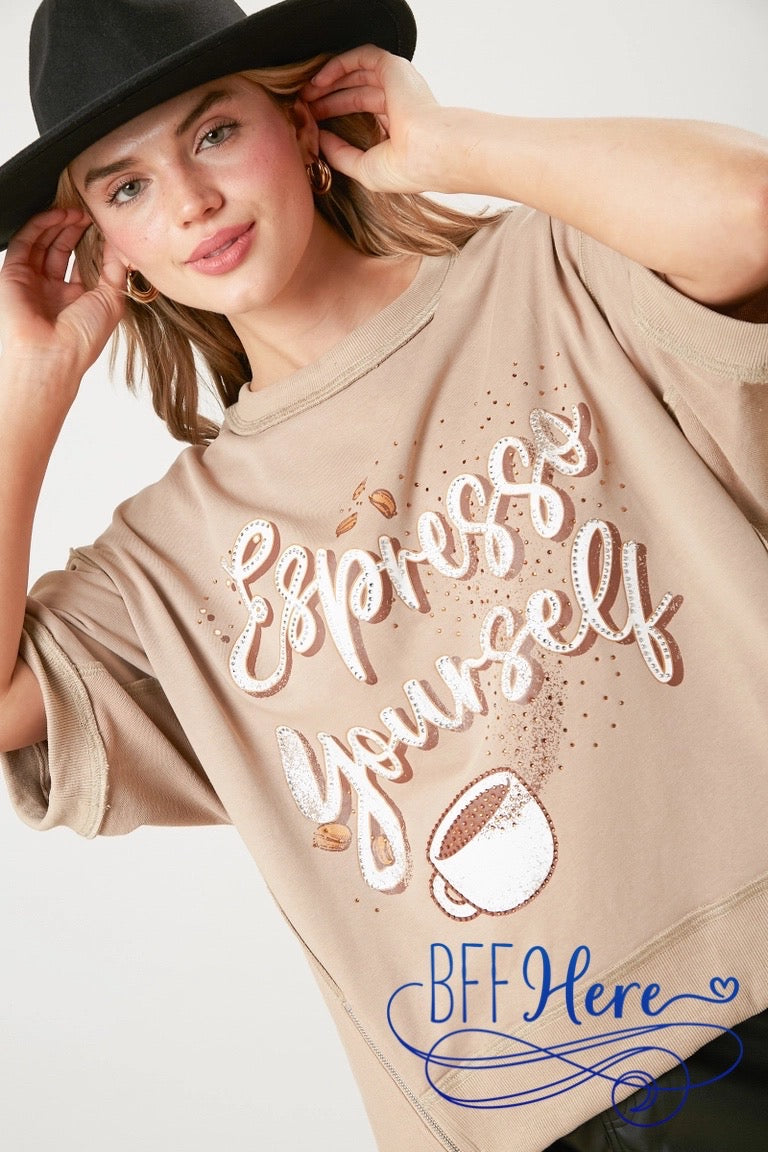 PREORDER: Caffeine Chic: 'Expresso Yourself' Zipper Detail Top / Choice of Color (Ships End of February) - BFF Here