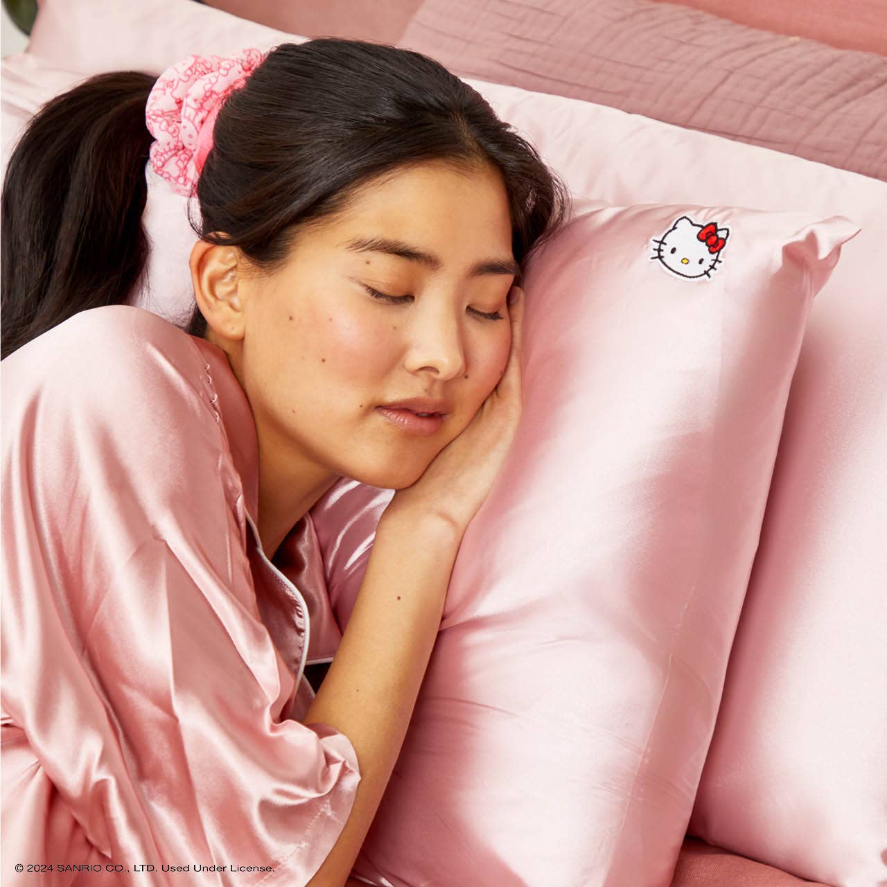 Hello Kitty x Kitsch Pillowcase King - Solid Pink Kitty Face - BFF Here