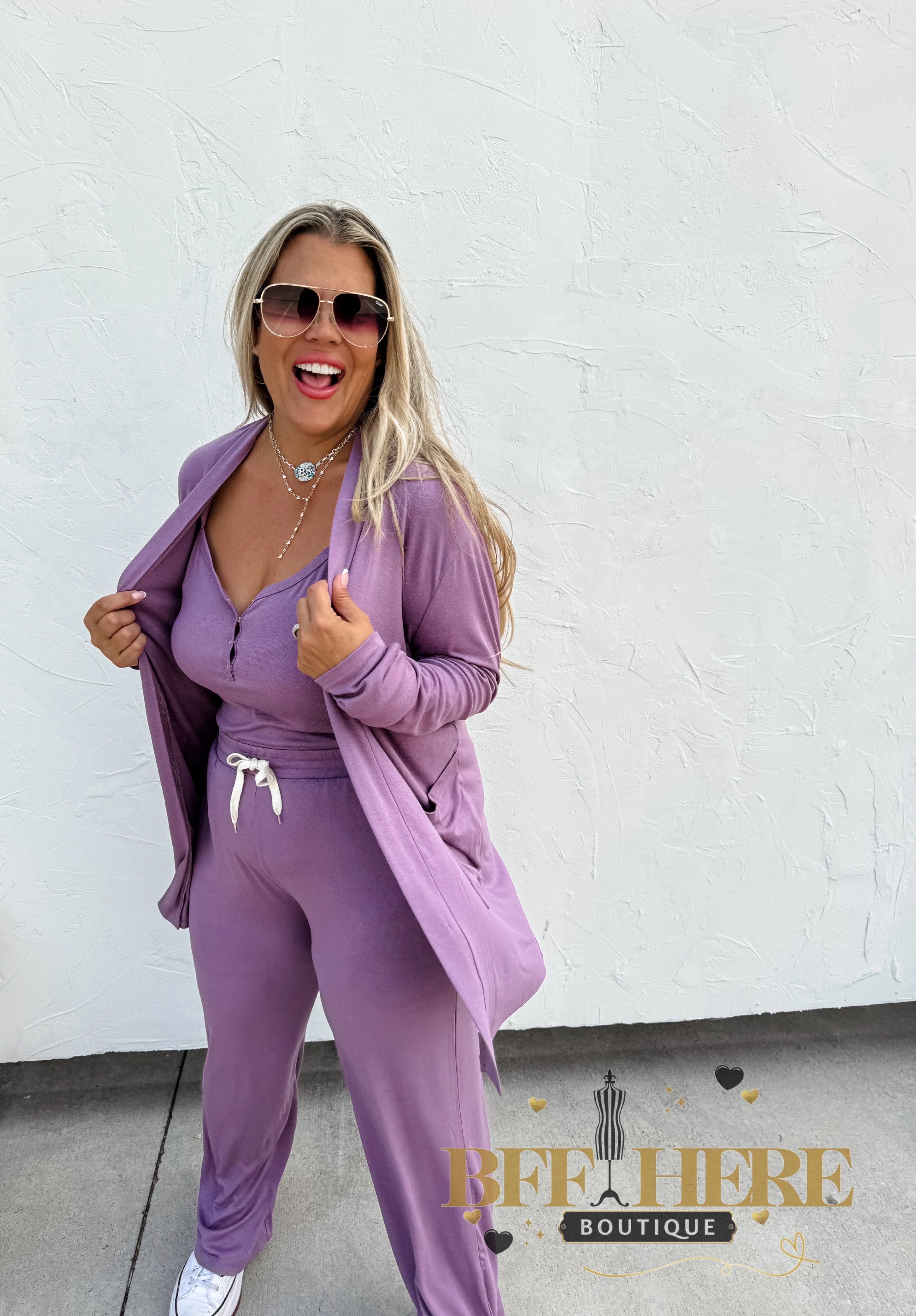 Soft Landing Romper & Cardigan Set by Blakeley - BFF Here