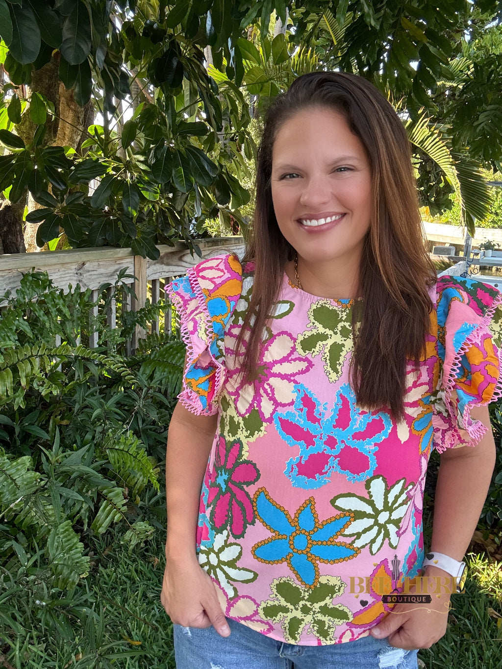 Floral Fiesta Ruffle Sleeve Top - BFF Here