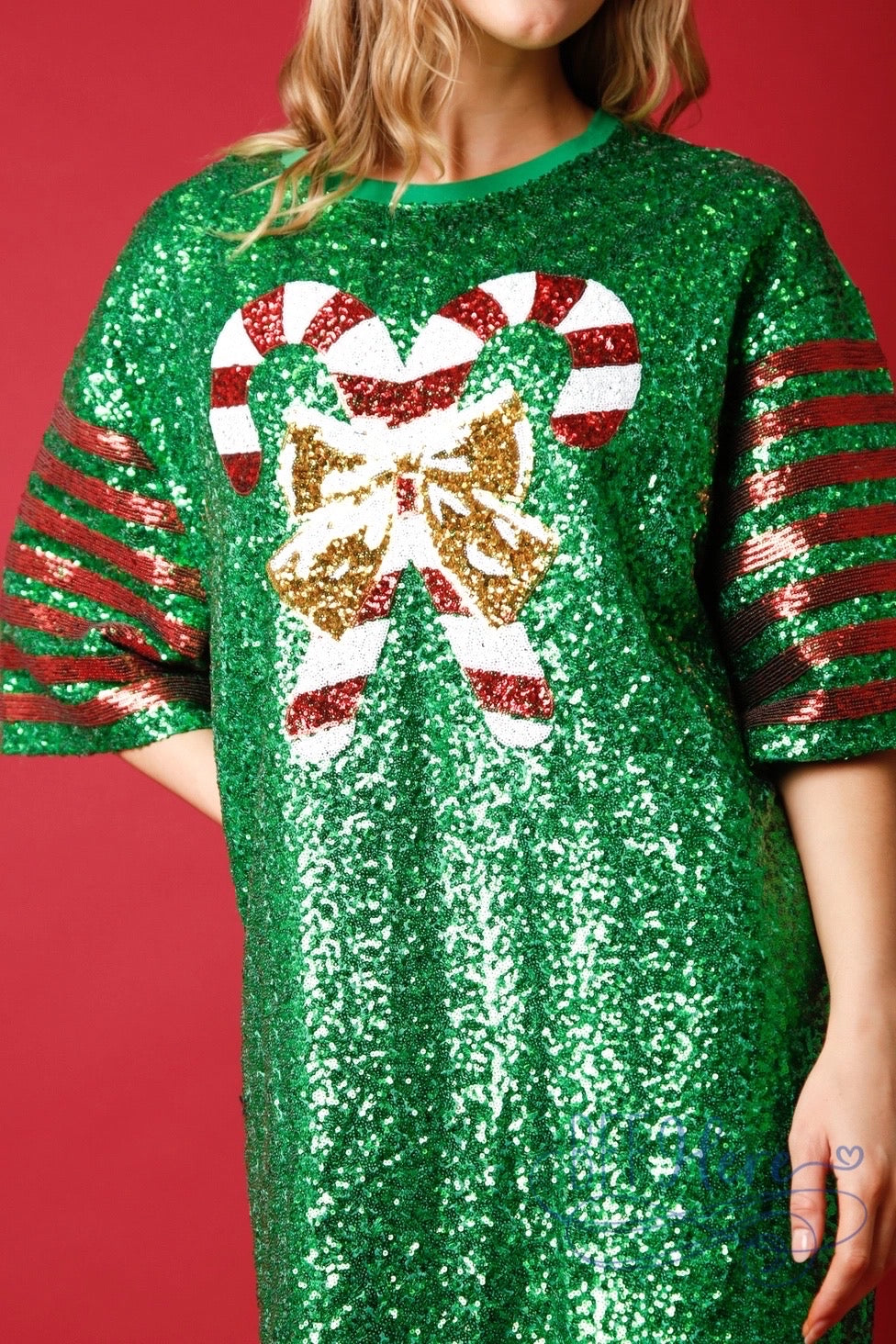 Sweet Sparkle Sequin Candy Cane Dress / Choice of Color - BFF Here