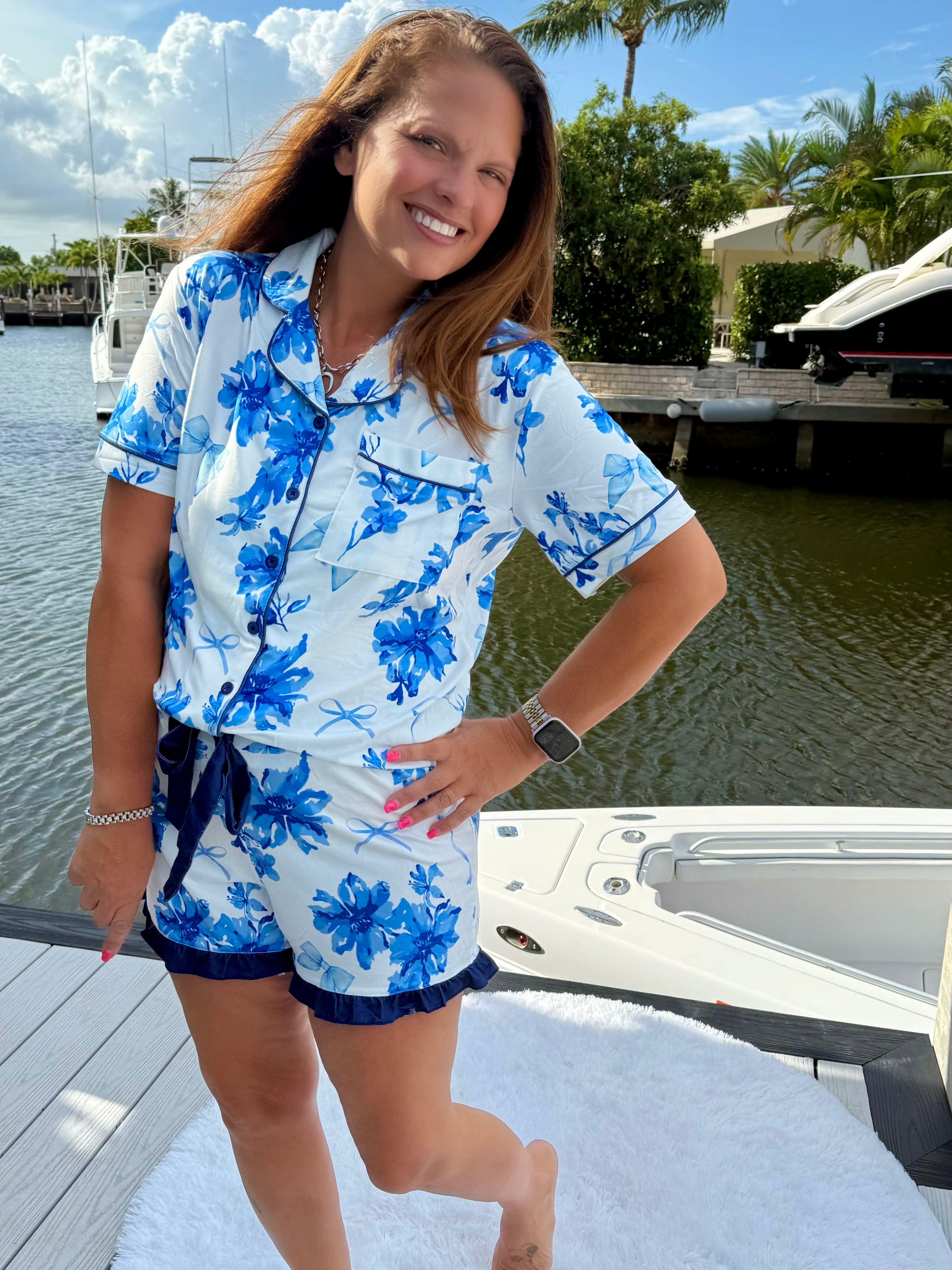 Blossom Short Sleeve Ruffle Pajama Set by Jess Lea - BFF Here