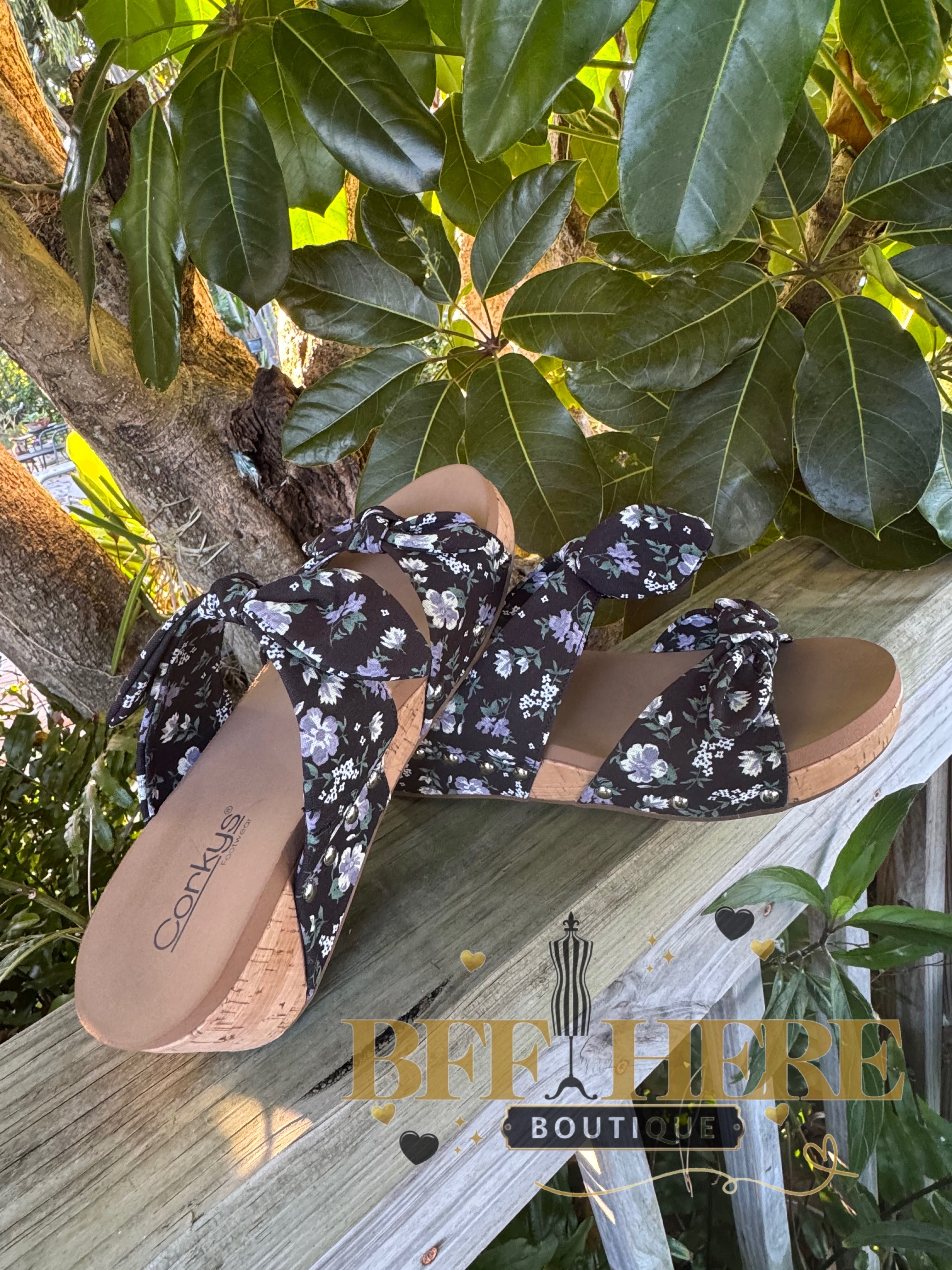 Sittin Pretty — Black Floral by Corkys - BFF Here