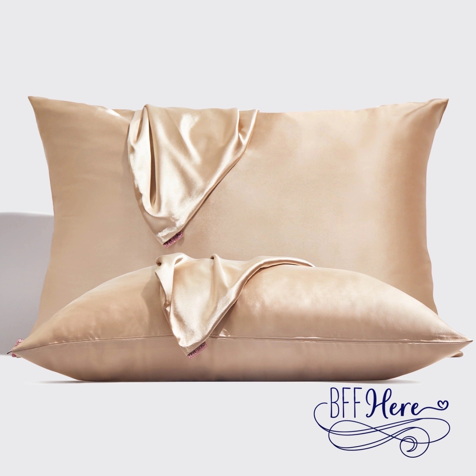 Holiday Satin Standard Pillowcase 2pc Set - Champagne - BFF Here