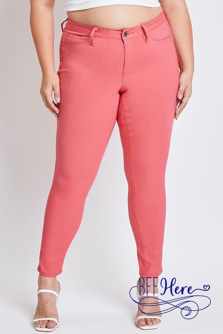 Spring Fling Hyperstretch Mid-Rise Skinny Jean / Choice of Color by YMI - BFF Here